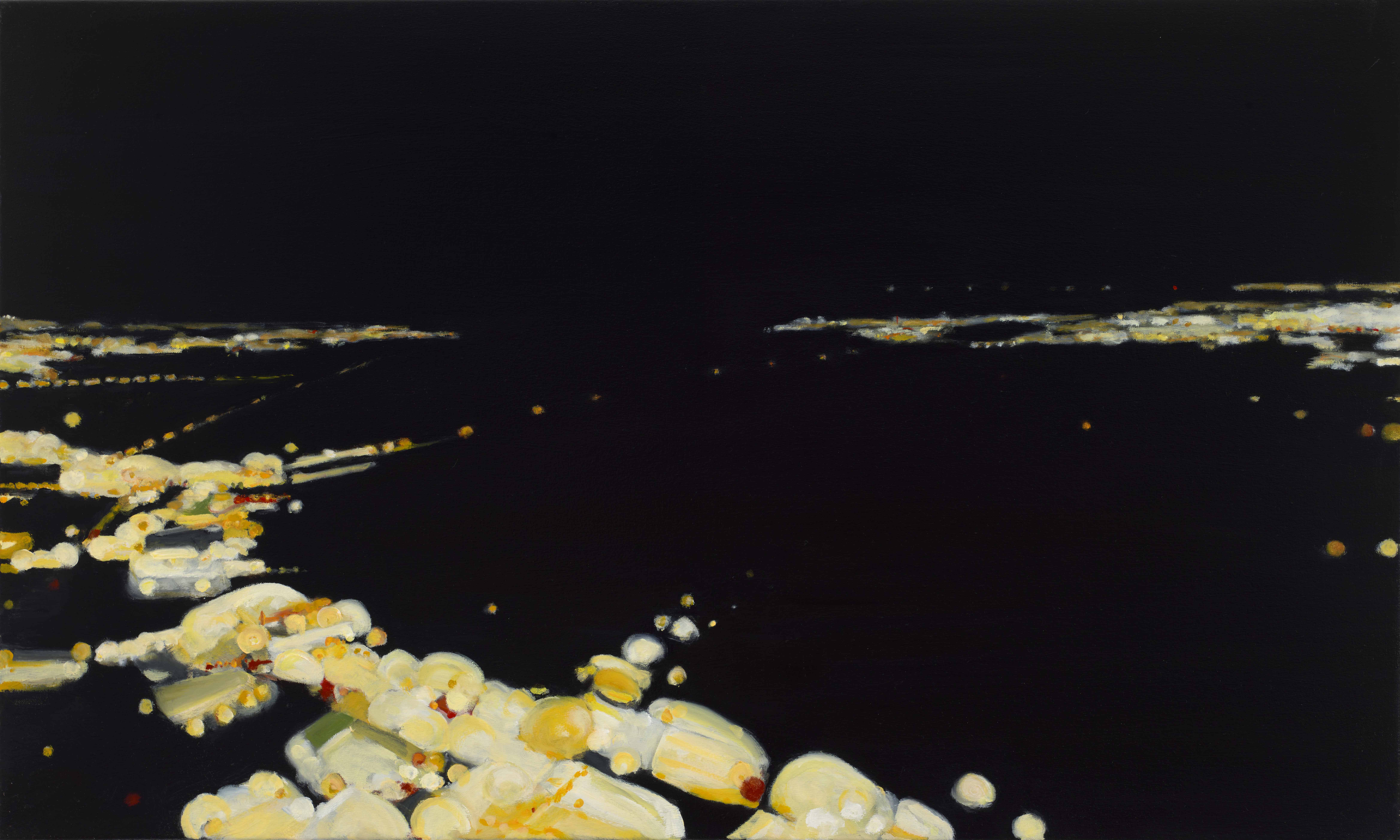 Lights Below, 2022, oil on canvas, 24x40 inches