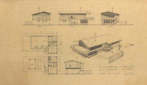 Meck Cottage Scheme 2, 1961-62, graphite on tracing paper, 18 x 28 inches