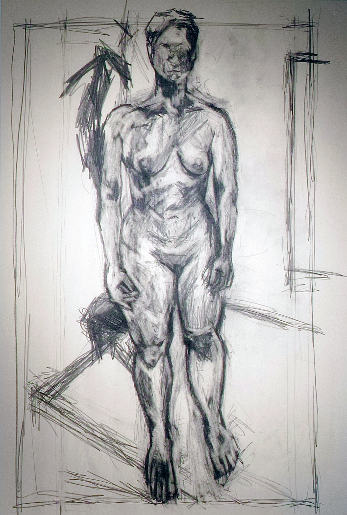 Bodybuilder, 1992, graphite on paper, 35 x 27 inches