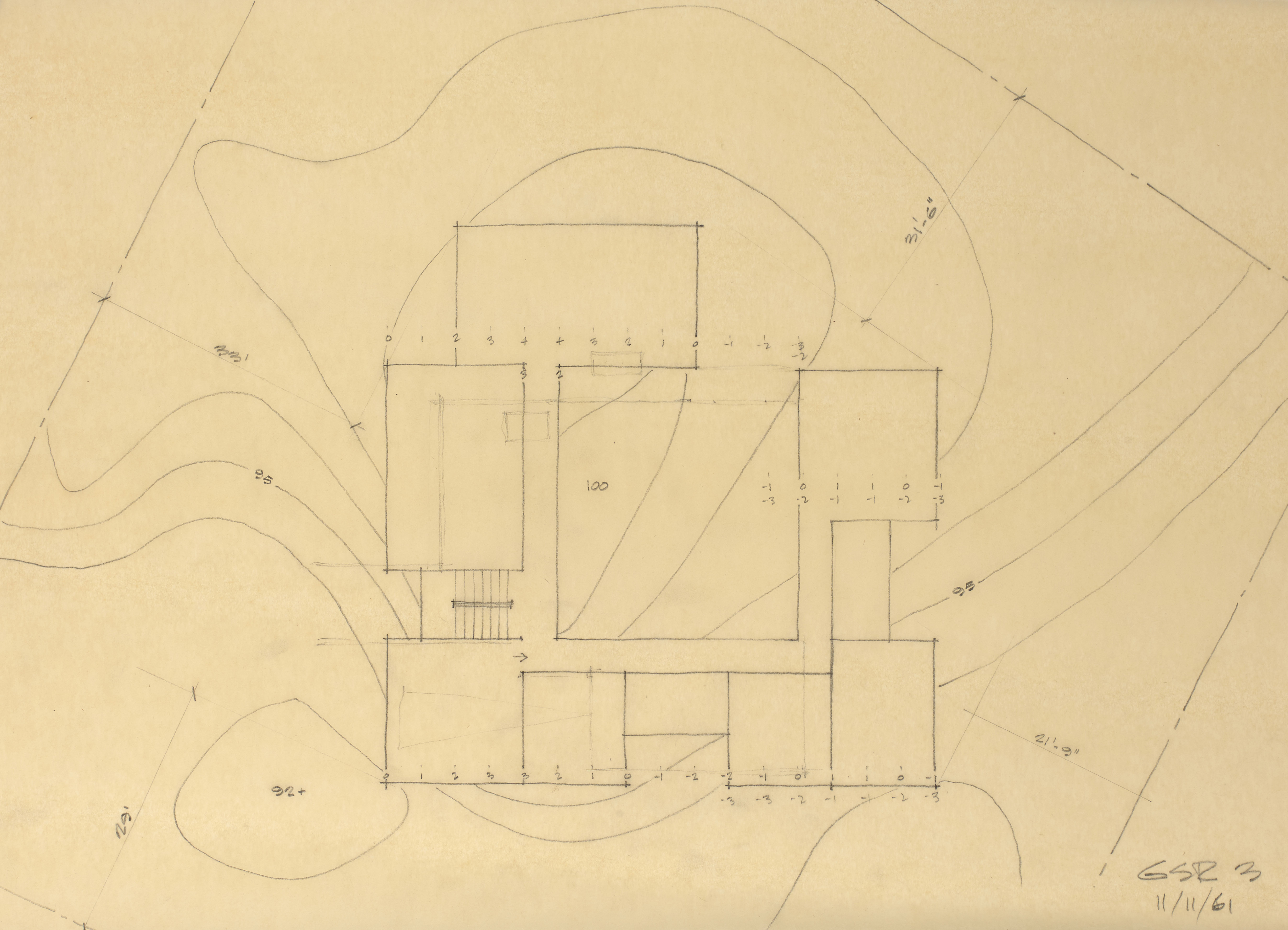 GSR 3, 1961, graphite on tracing paper, 14 x 21 inches