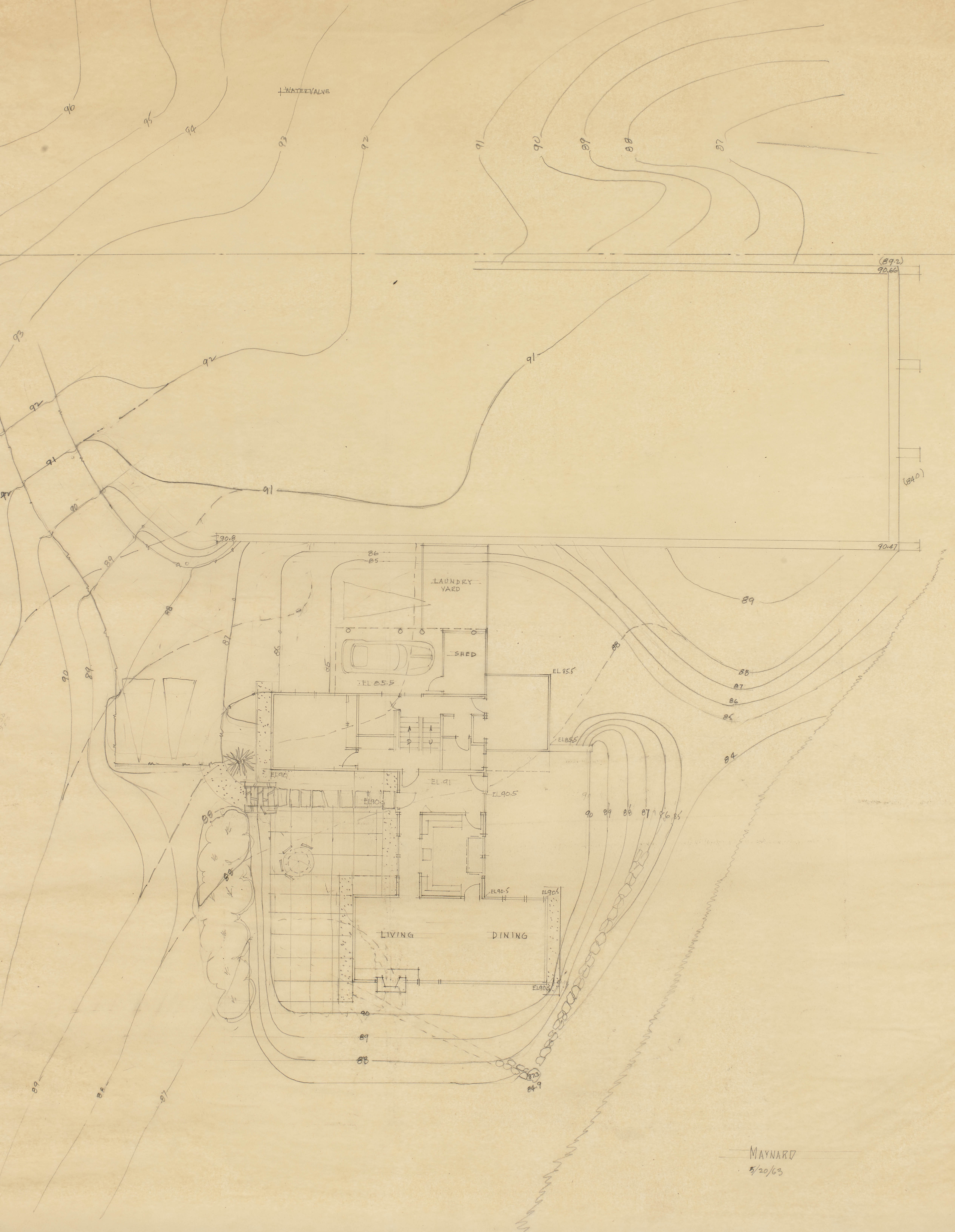 EPM Untitled Large Site Plan, 1963, graphite on tracing paper, 30 x 24 inches