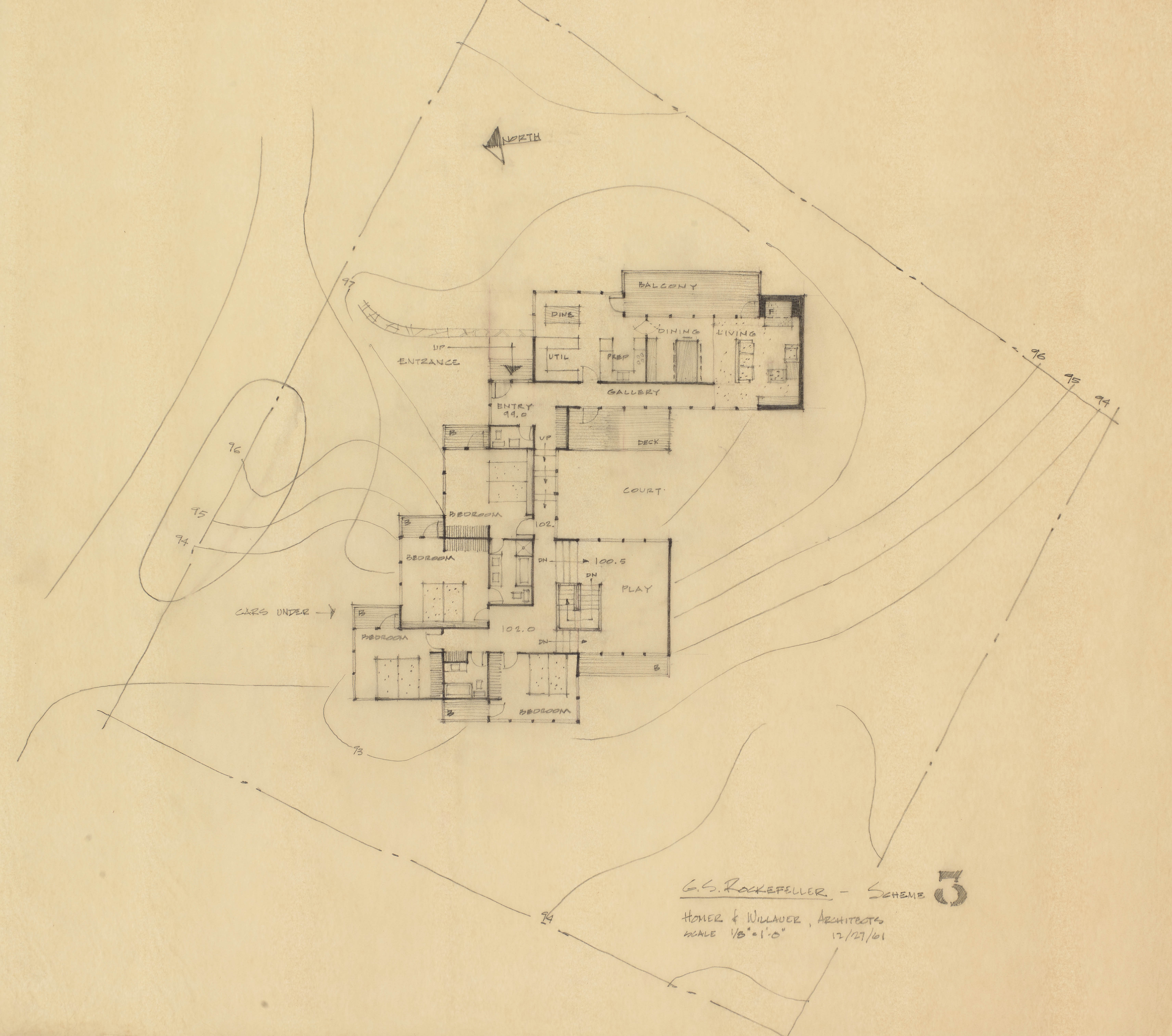 GSR Scheme 3, 1961, graphite on tracing paper, 24 x 30 inches