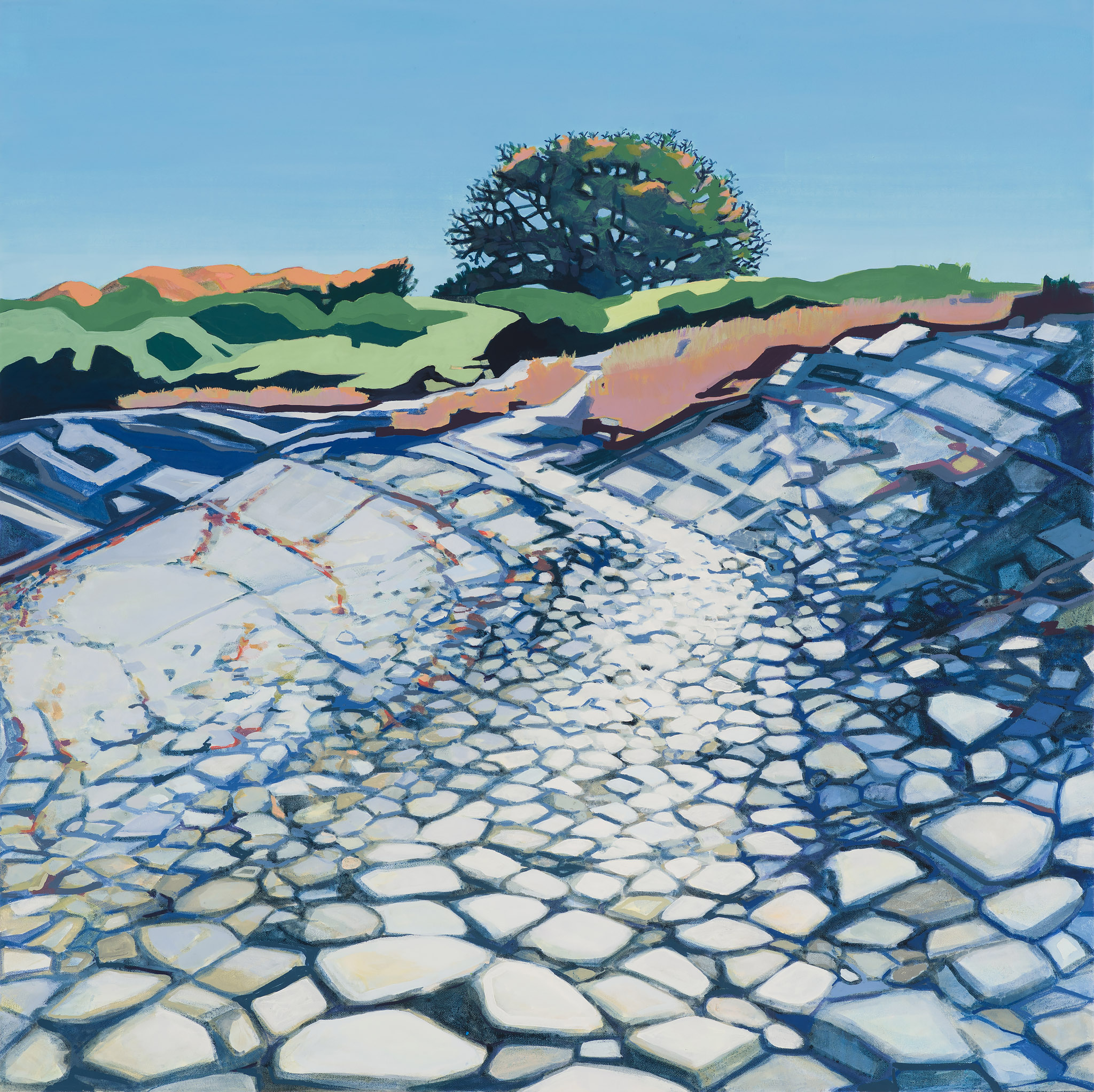 Eastern Cove Path, 10/11/20, 14:47, 43.5300552, -70.310508, 2021, oil on canvas, 30 x 30 inches