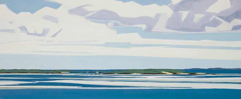 Stratton and Bluff, 8/11/19, 15:38, 43.527450, -70.315217, 2020, oil on canvas, 15 x 36 inches
