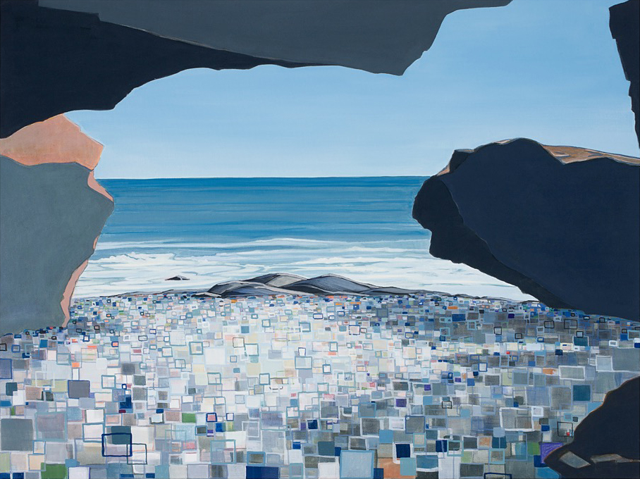 Sea Glass Cave, 9/27/19, 13:55, 43.527837, -70.318038, 2020, oil on canvas, 30 x 40 inches