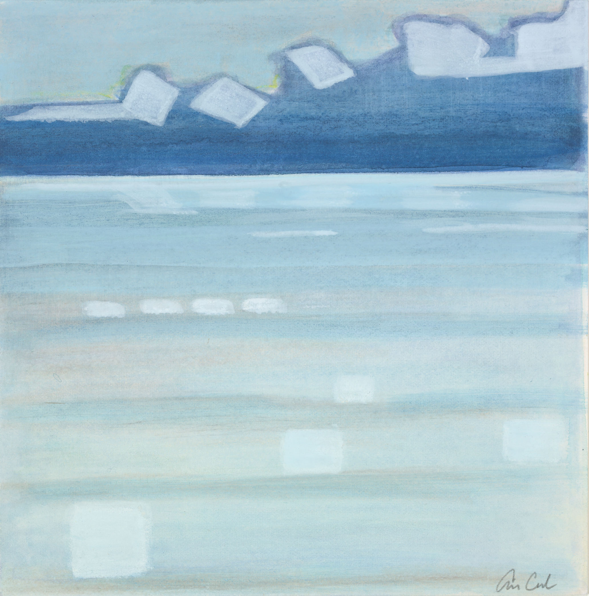 Storm Clouds, 2019, mixed media on paper, 8 x 8 inches