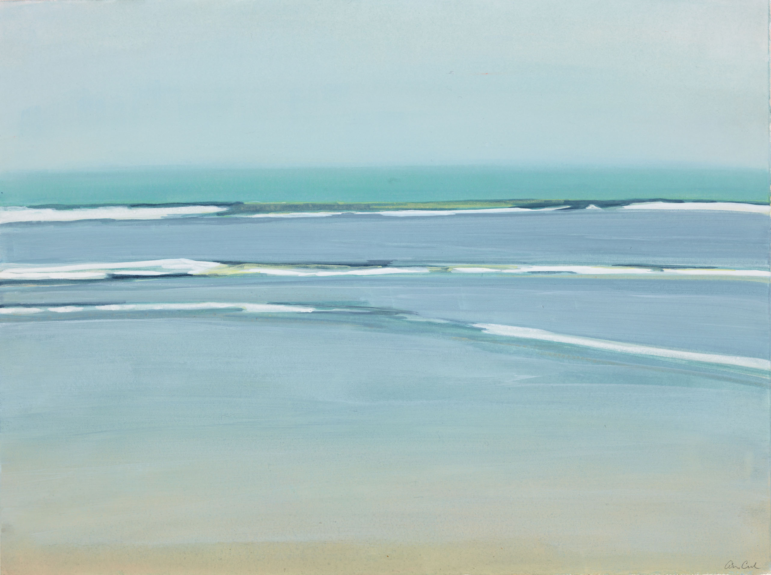 Fog Front Beach, 2021, mixed media on paper, 11 x 15 inches