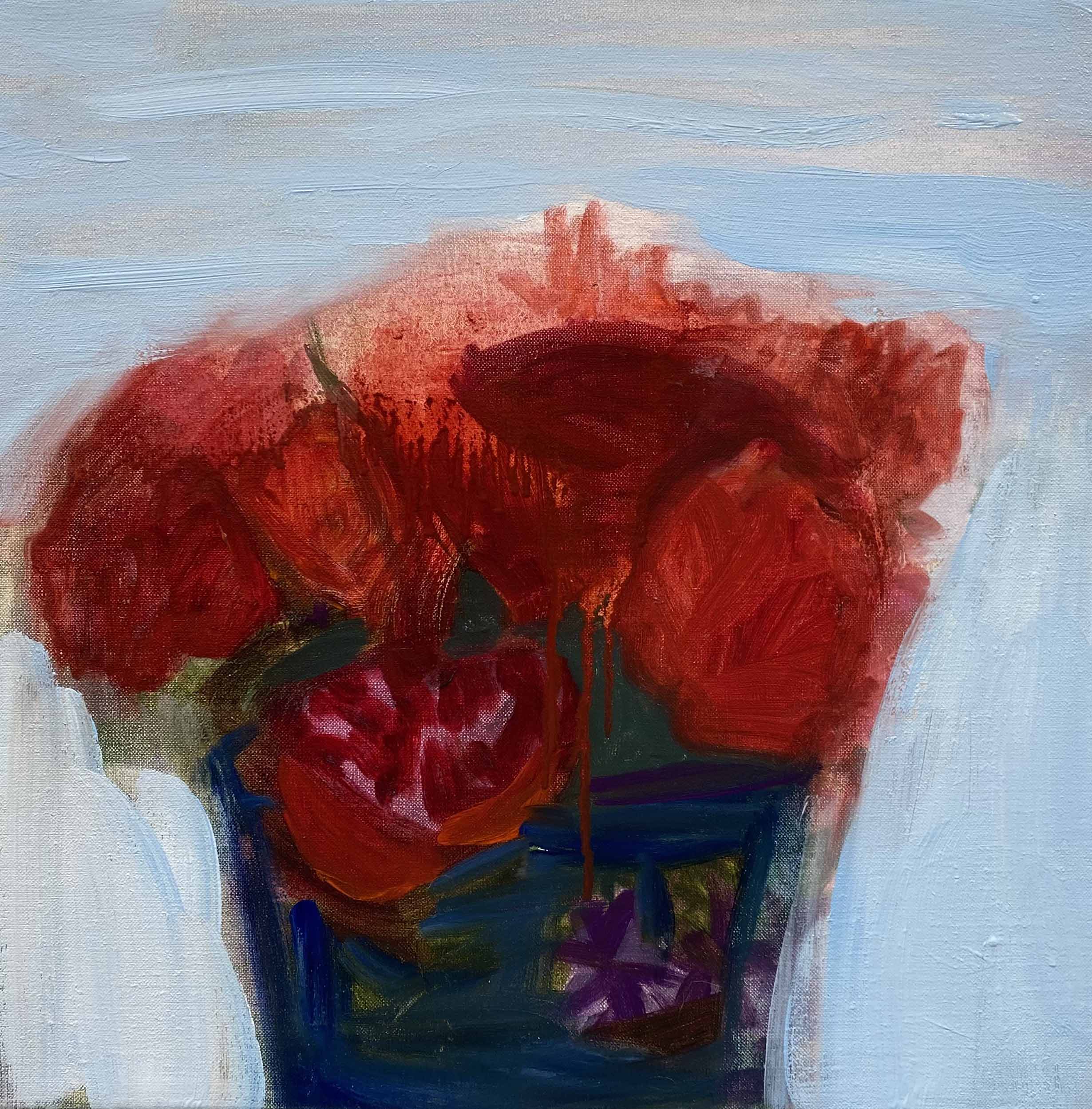 Eileen Gillespie, Flowers For Three, 2021, oil on linen, 20 x 20 inches