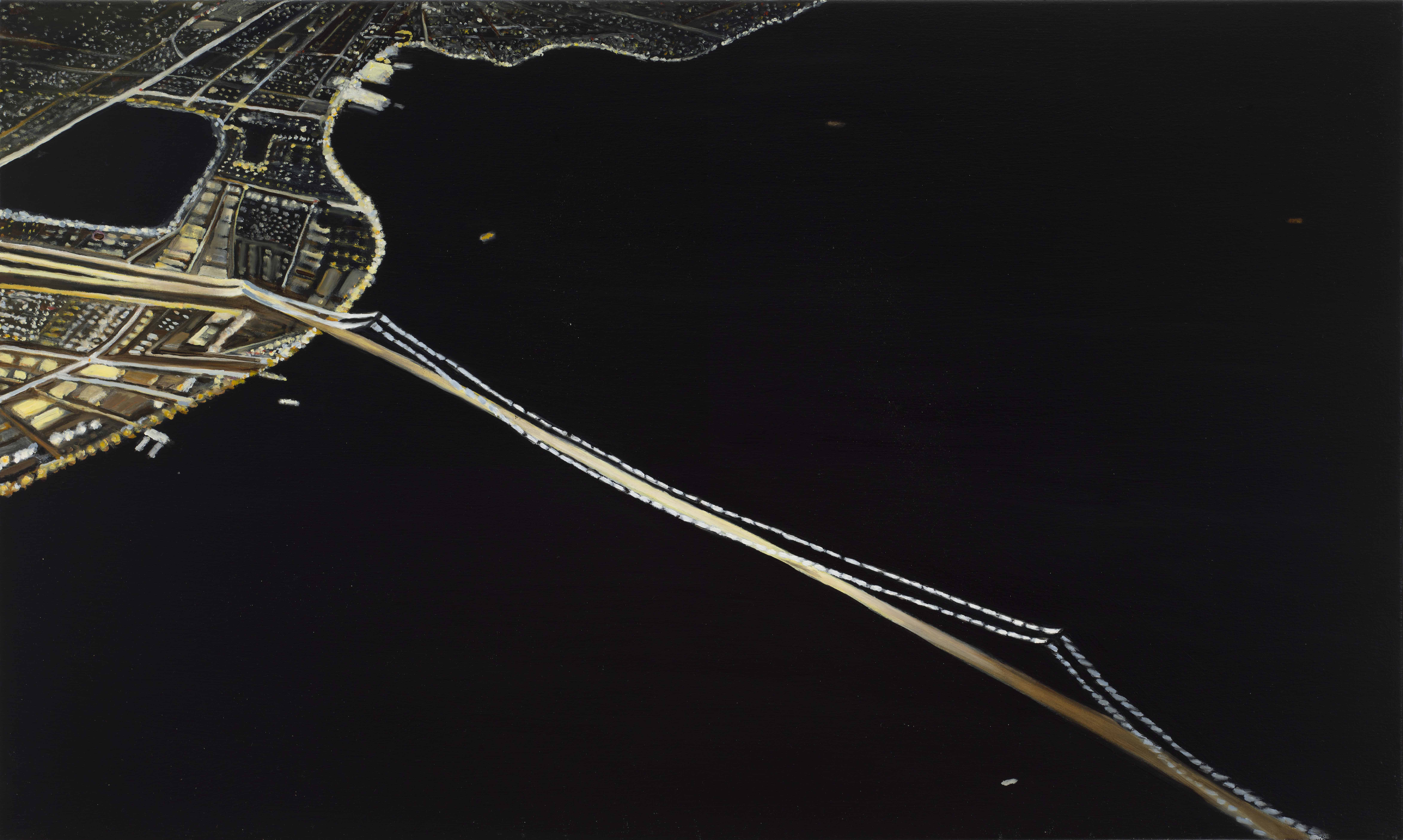 New York City Landing, 2023, oil on canvas, 24x40 inches