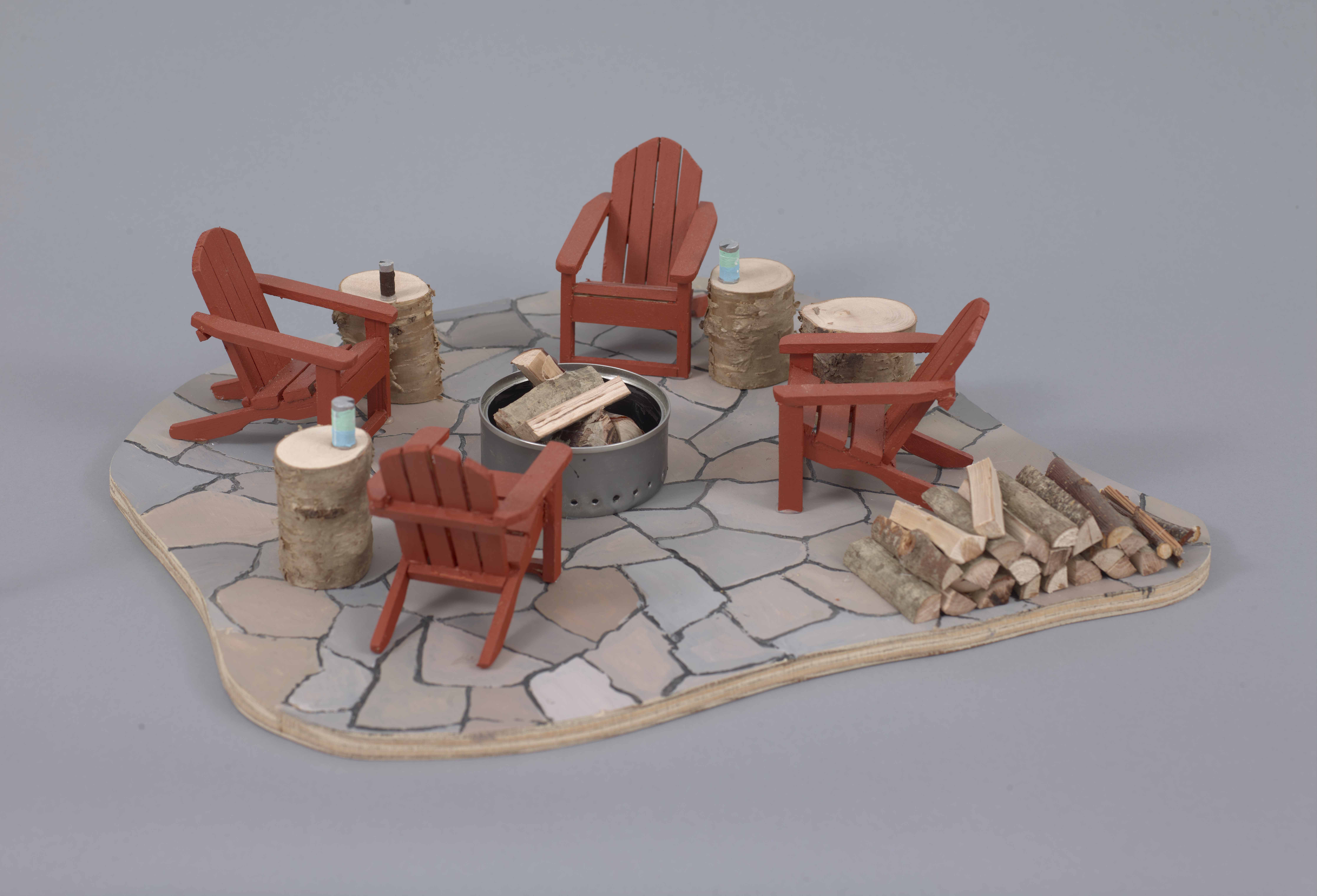 Adirondack Chairs - Summer, 2023, mixed media, 14 x 16 x 4.5 inches