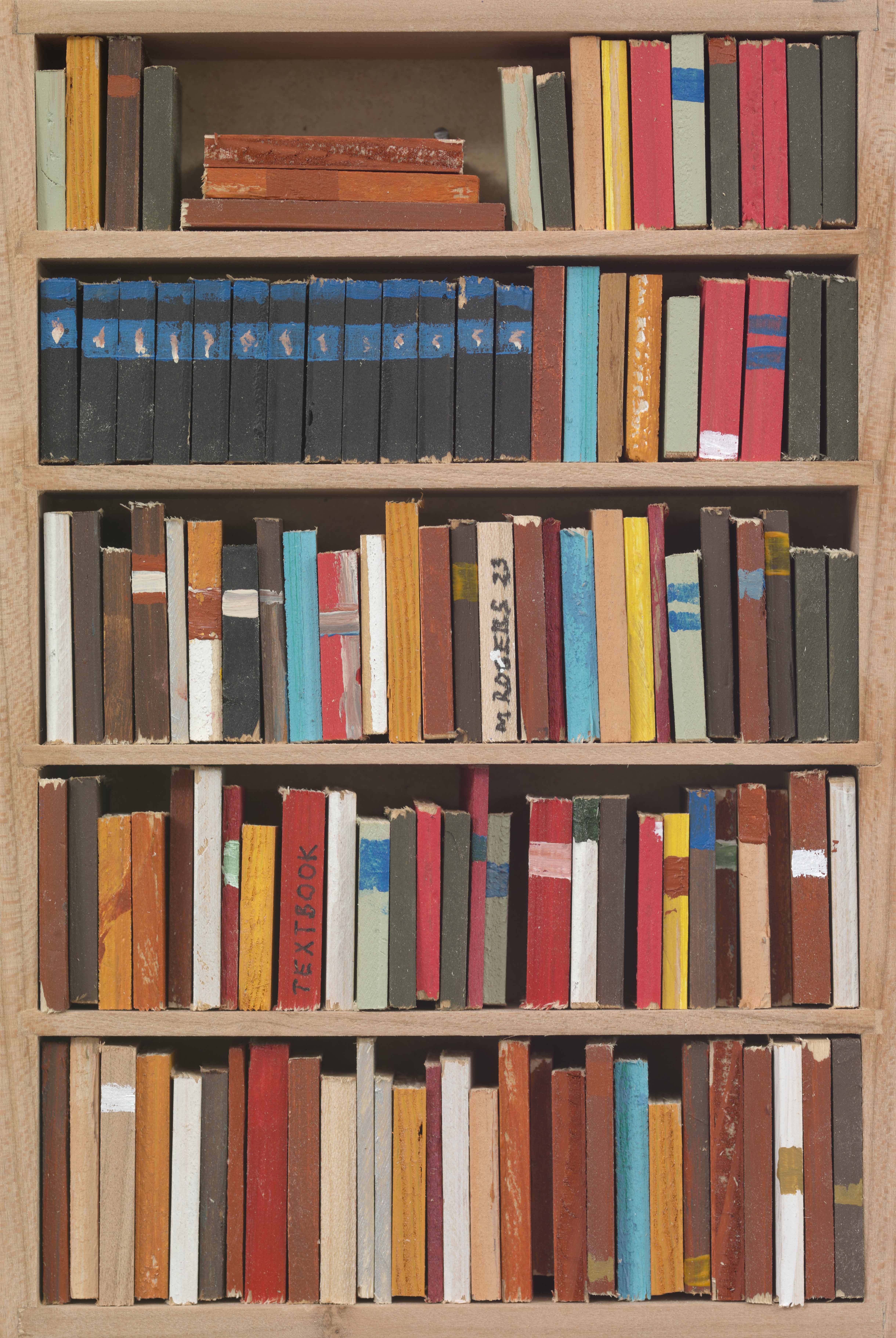 Bookshelves 3, 2023, mixed media, 8.5 x 5.5 x 1.5 inches