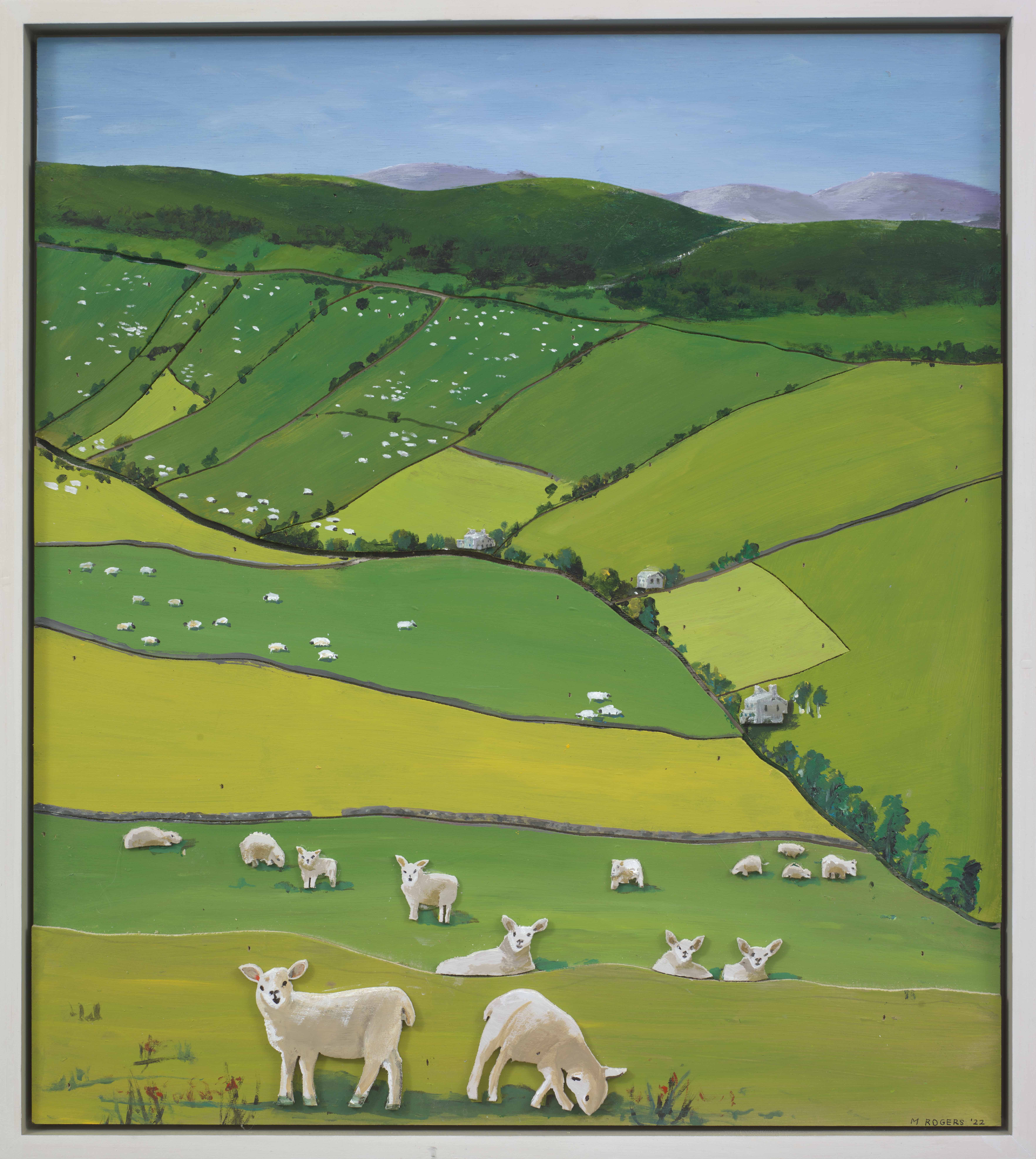 Yorkshire Dales Sheep, 2022, mixed media, 25.5 x 22.75 inches