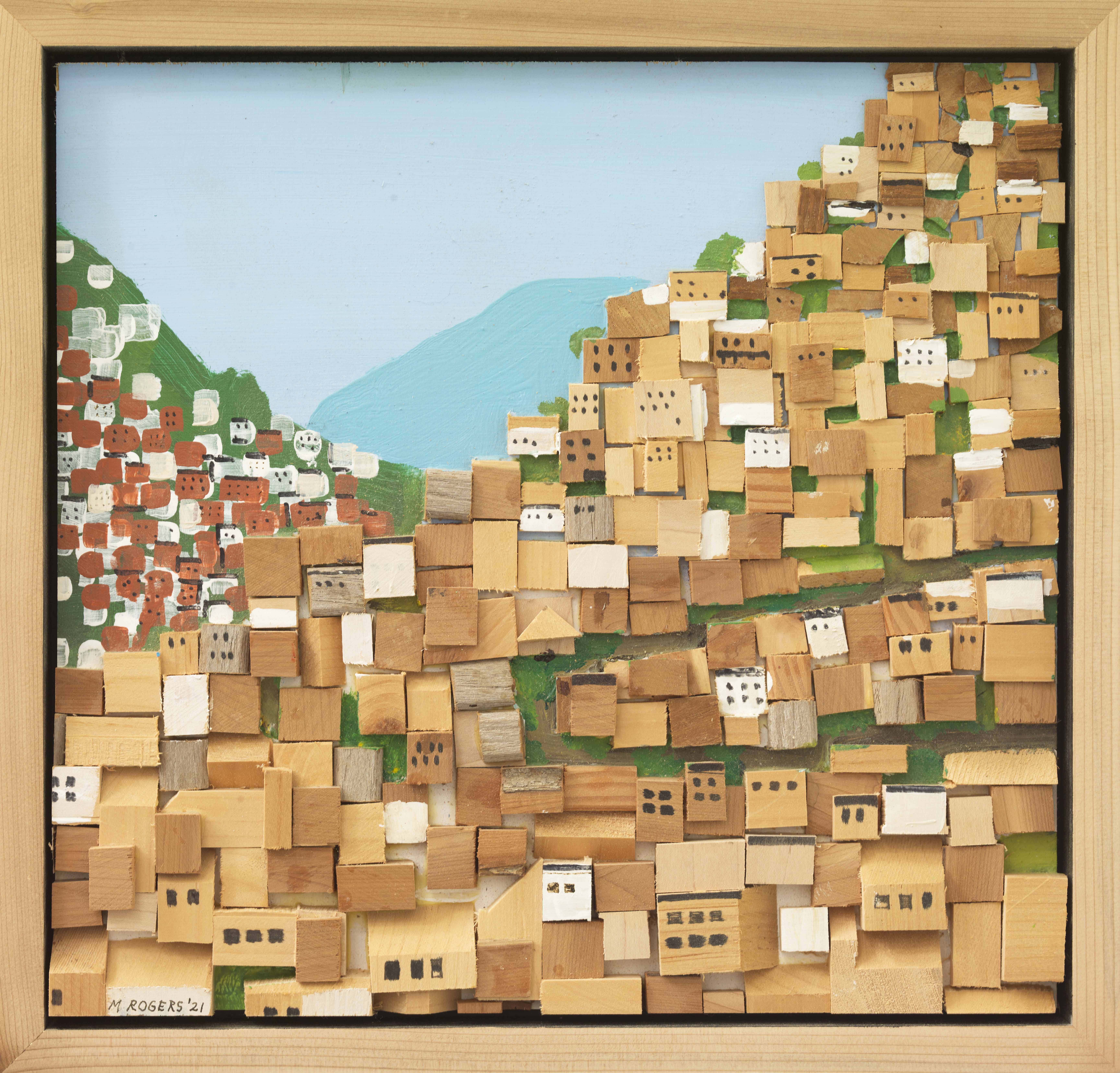 Brazilian Favela, 2021, mixed media, 14 x 14 inches