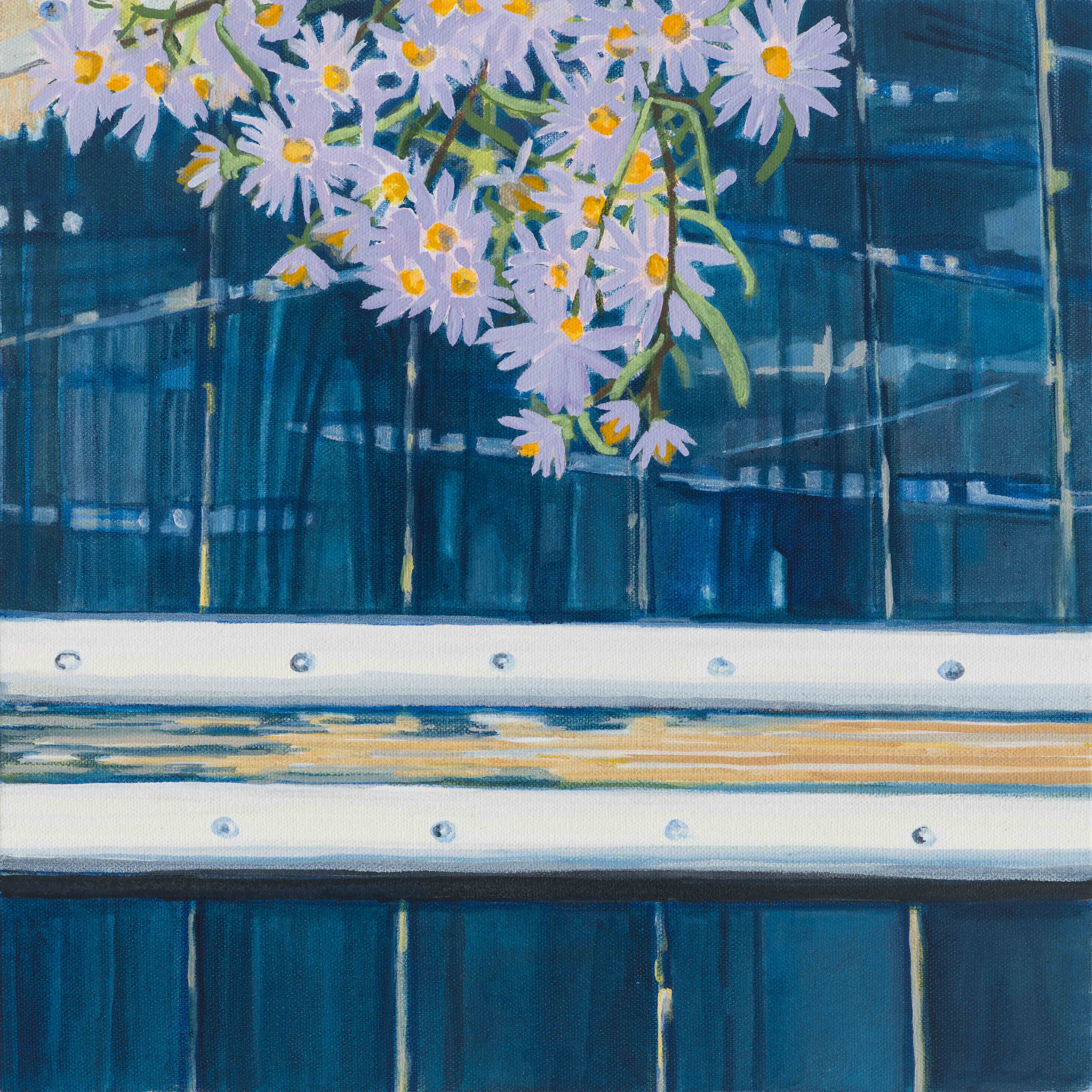 Wild Asters / Fish Beach, 2025, oil on canvas, 12 x 12 inches