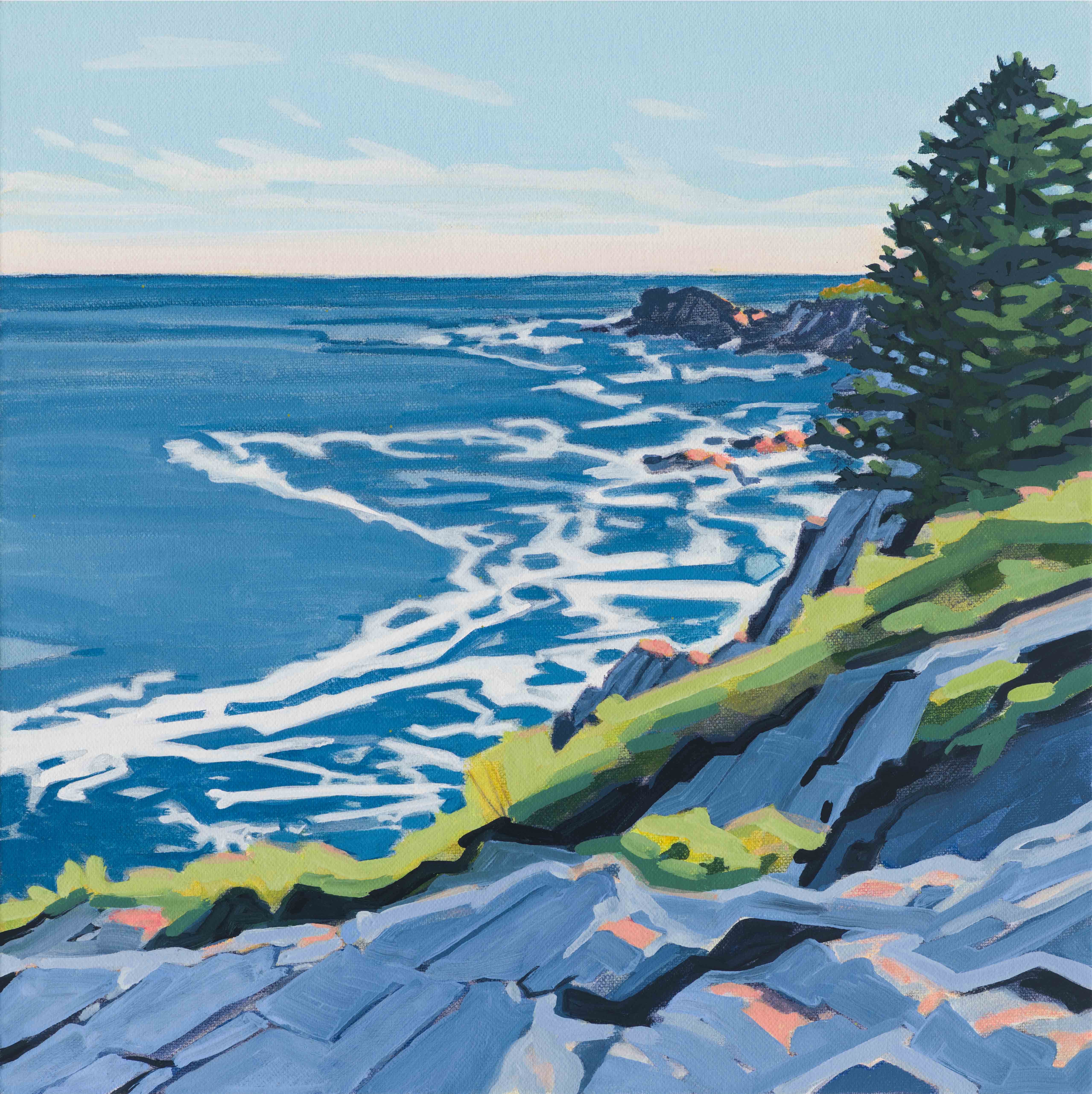 Wind Pruned Spruce / White Head, 2025, oil on canvas, 12 x 12 inches