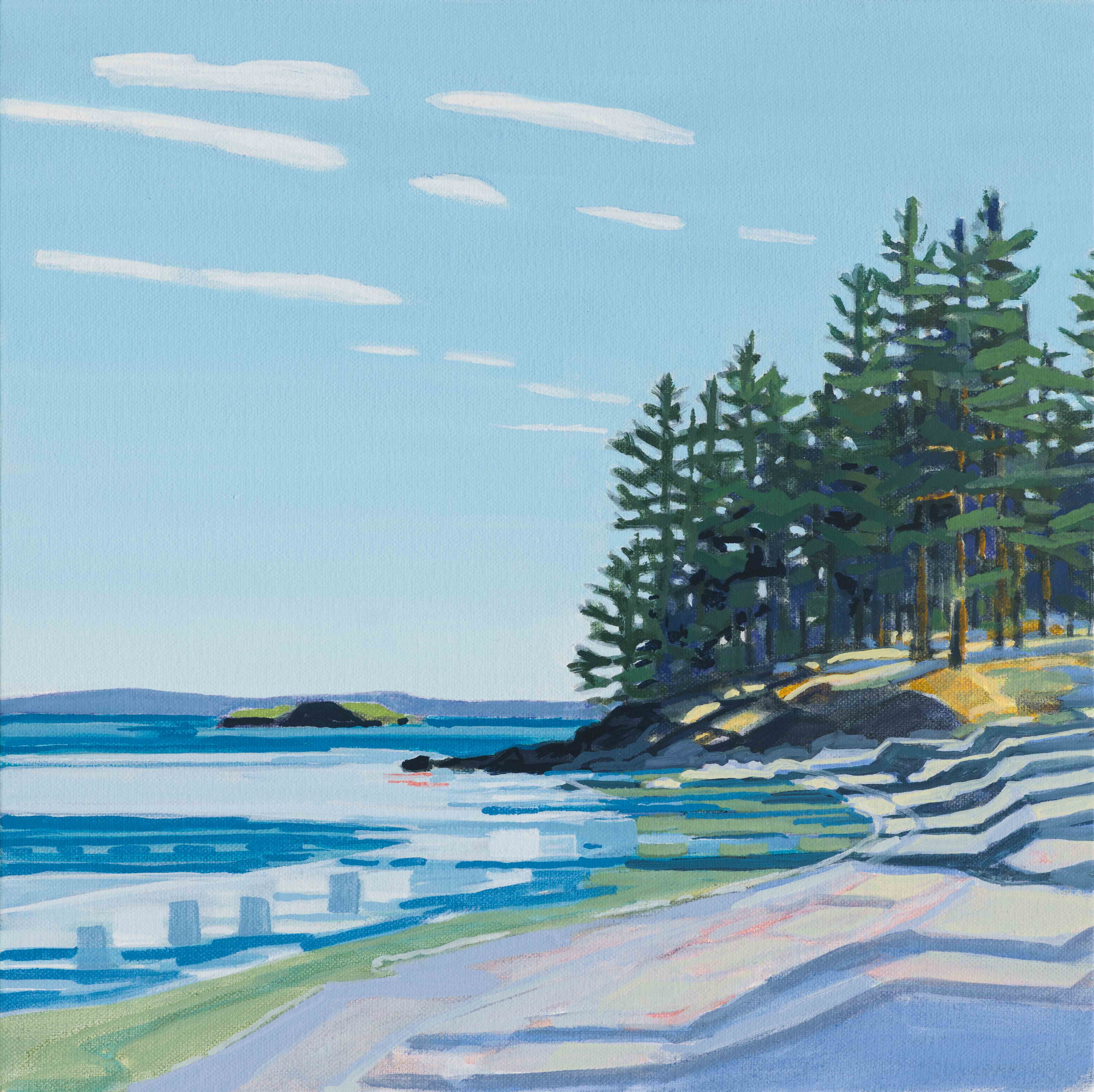 Eastern Pine / Butter Island, 2025, oil on canvas, 12 x 12 inches