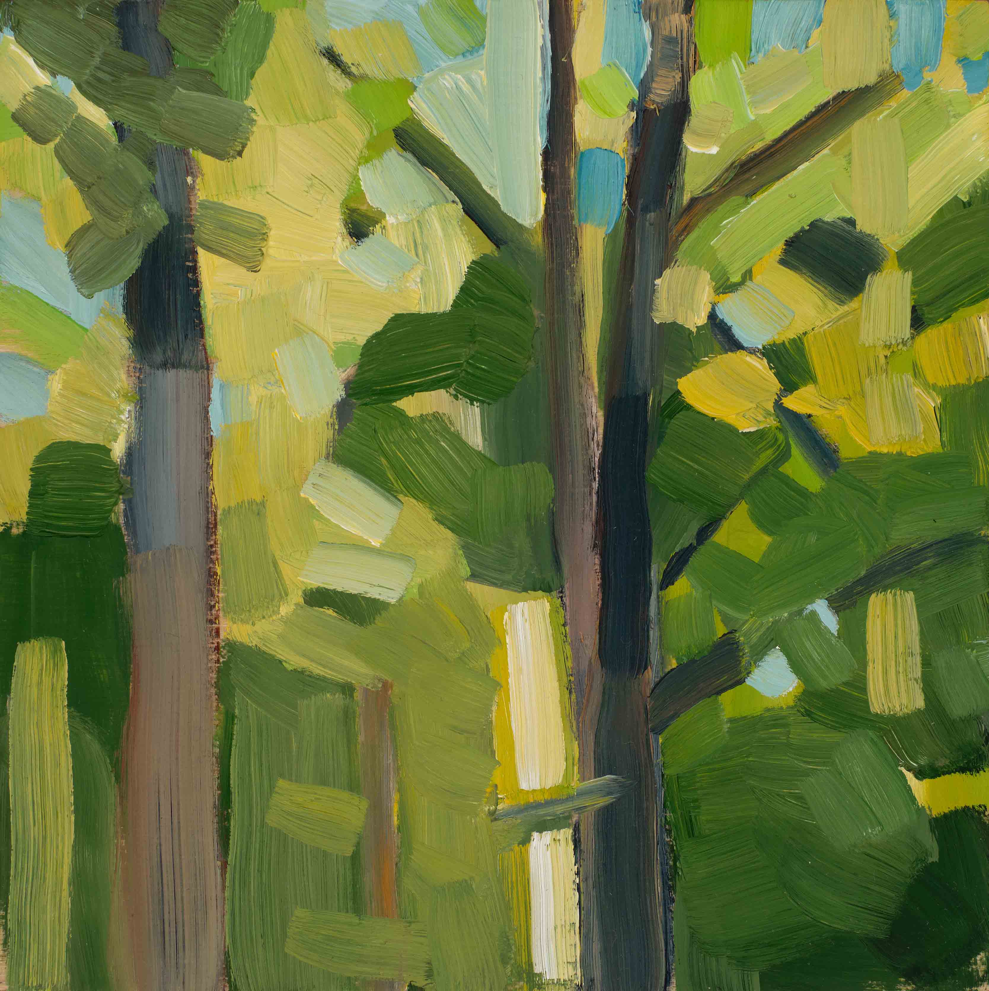 Forest Studies 1, 2025, oil on panel, 6 x 6 inches