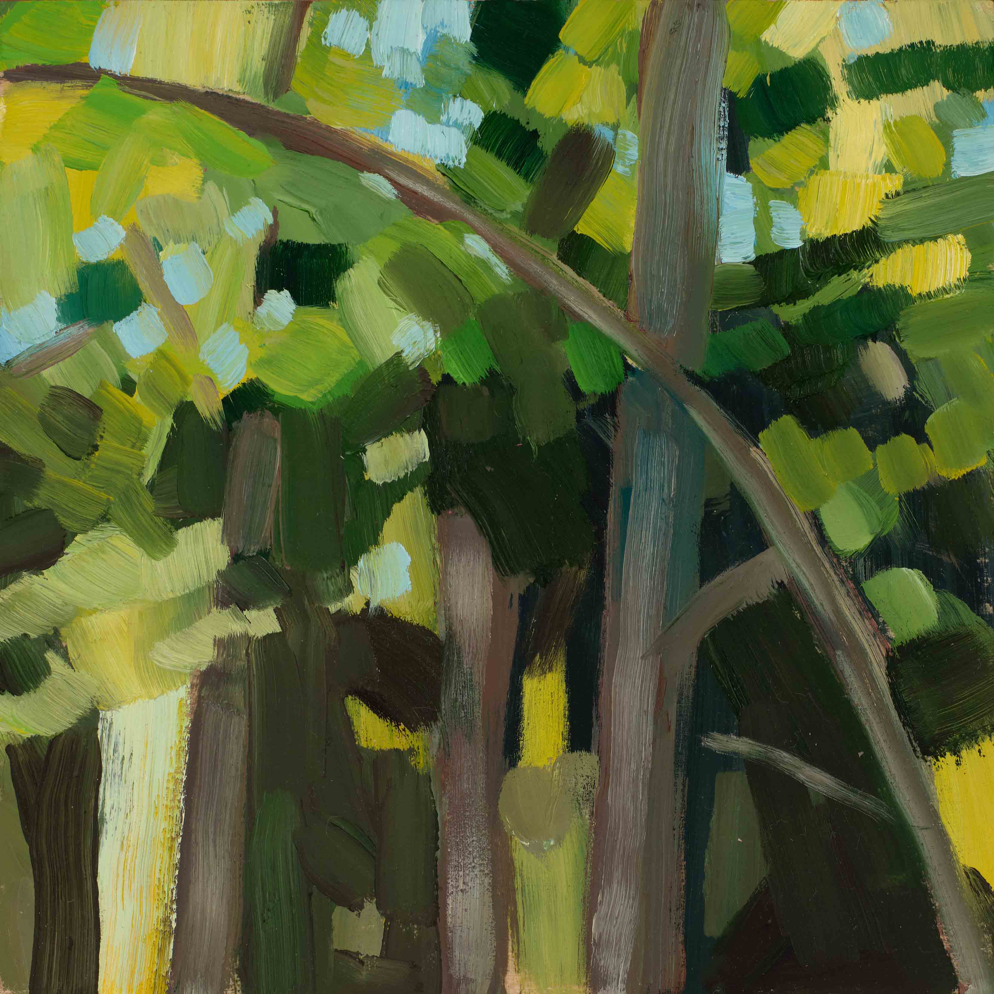 Forest Studies 8, 2025, oil on panel, 6 x 6 inches