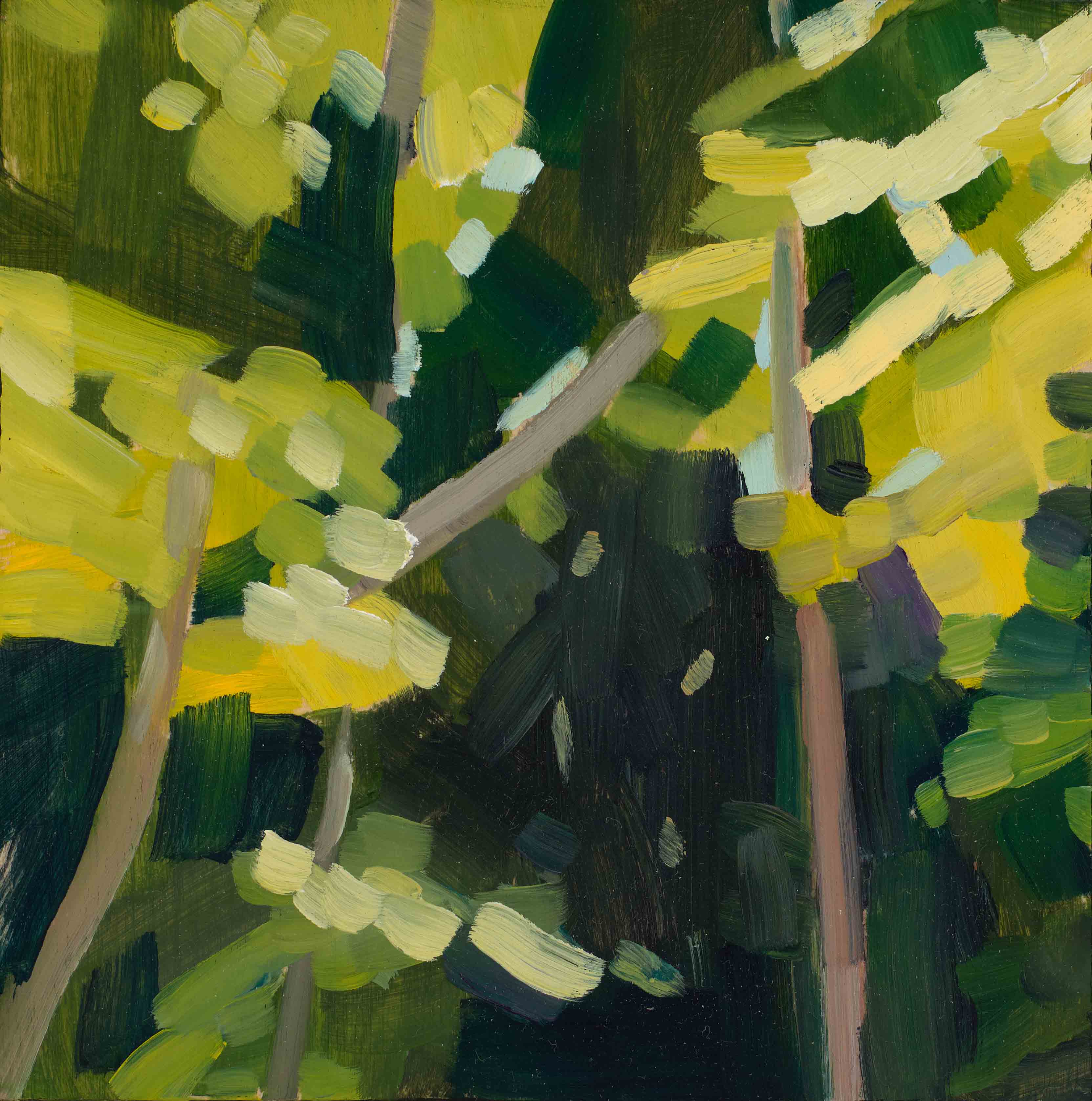 Forest Studies 9, 2025, oil on panel, 6 x 6 inches