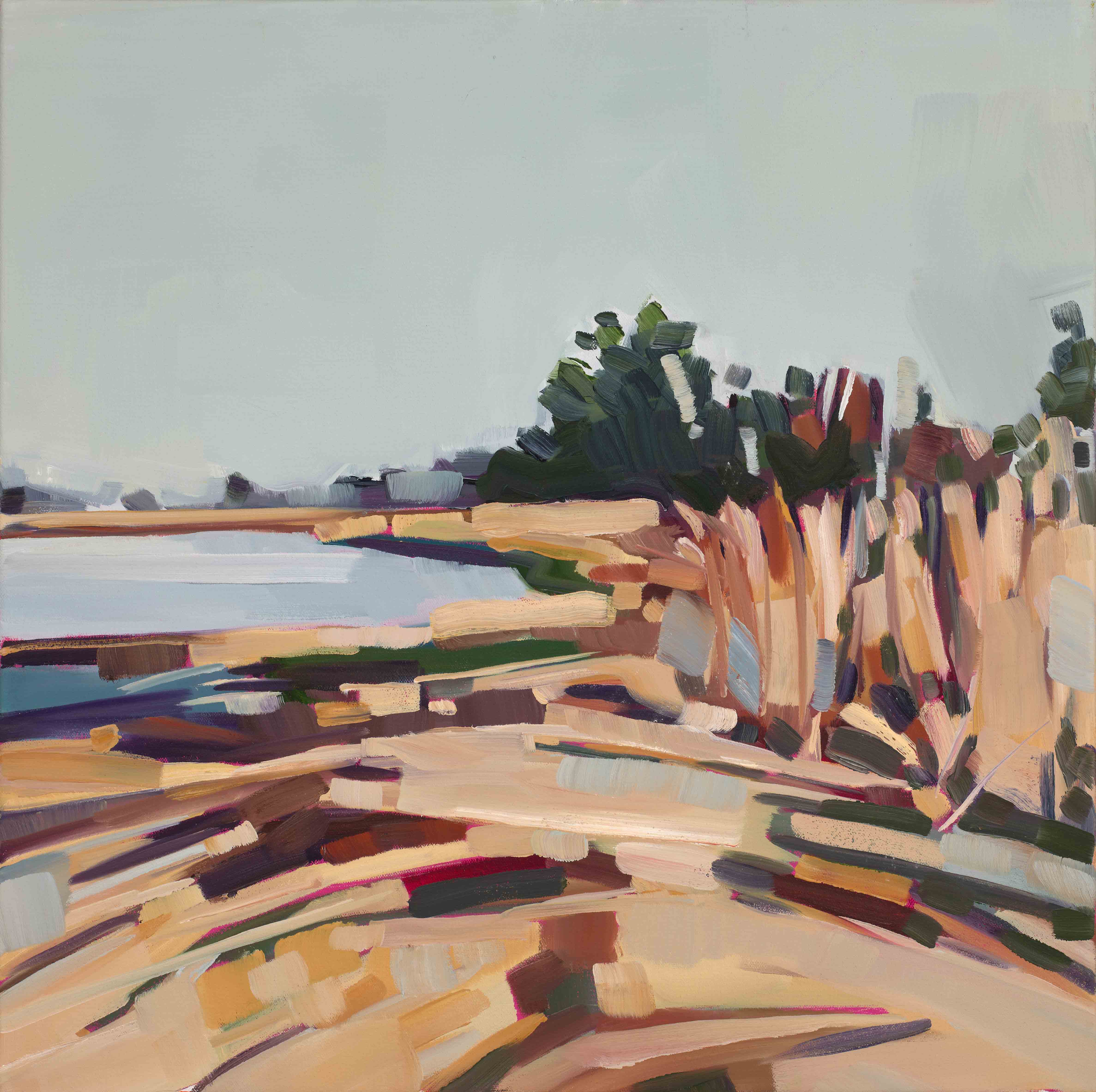 Looking Back to Town, 2025, oil on canvas, 20 x 20 inches