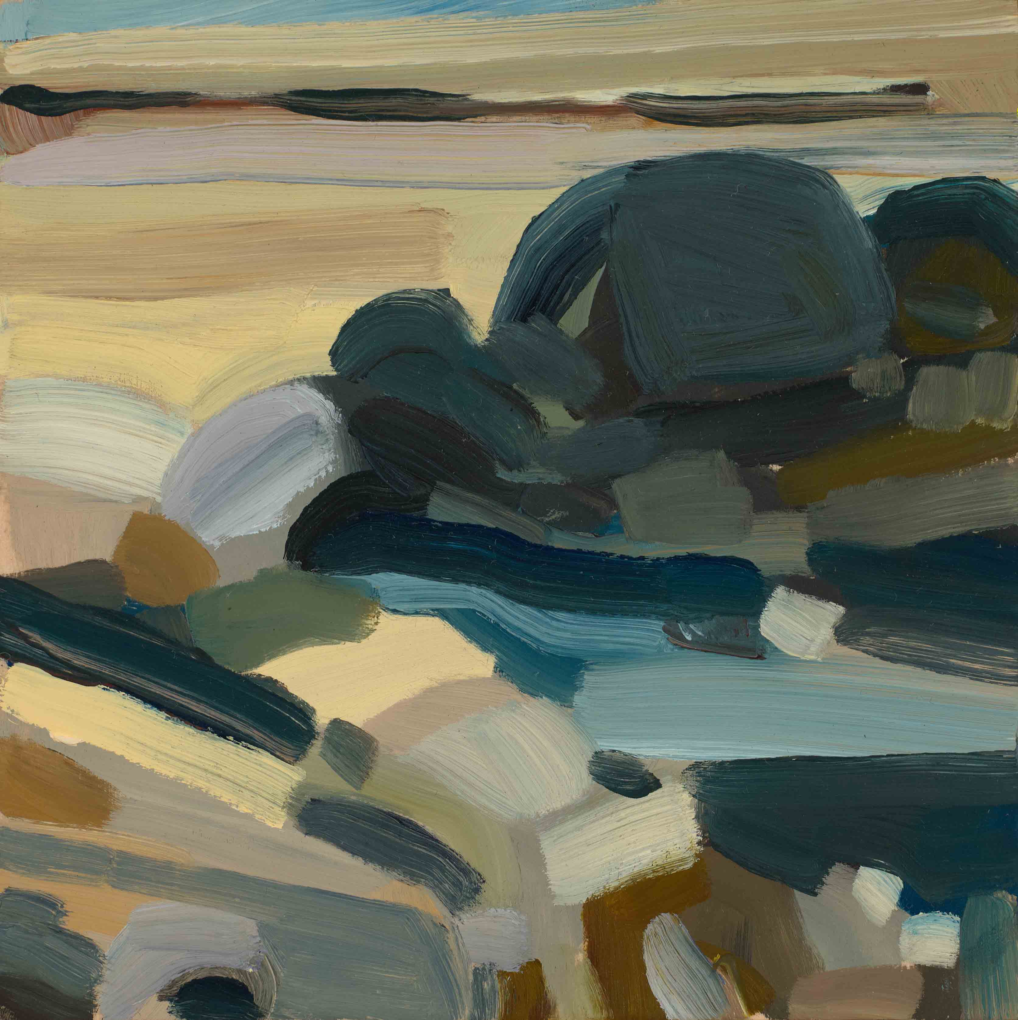 Rock Studies 1, 2025, oil on panel, 6 x 6 inches