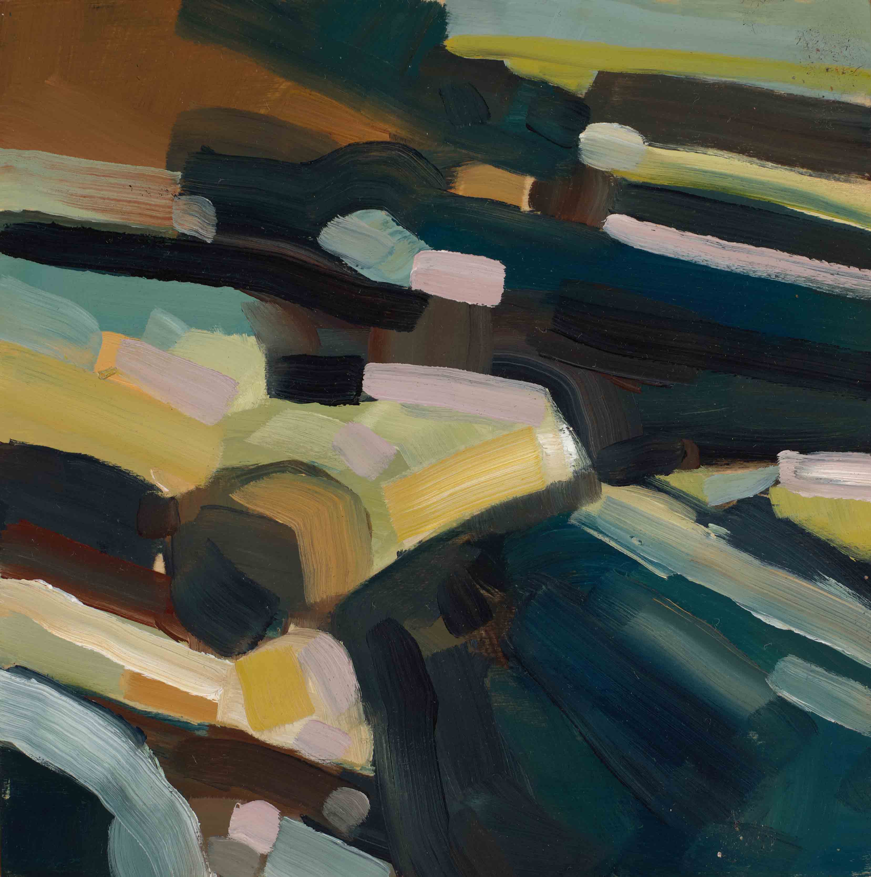 Rock Studies 5, 2025, oil on panel, 6 x 6 inches