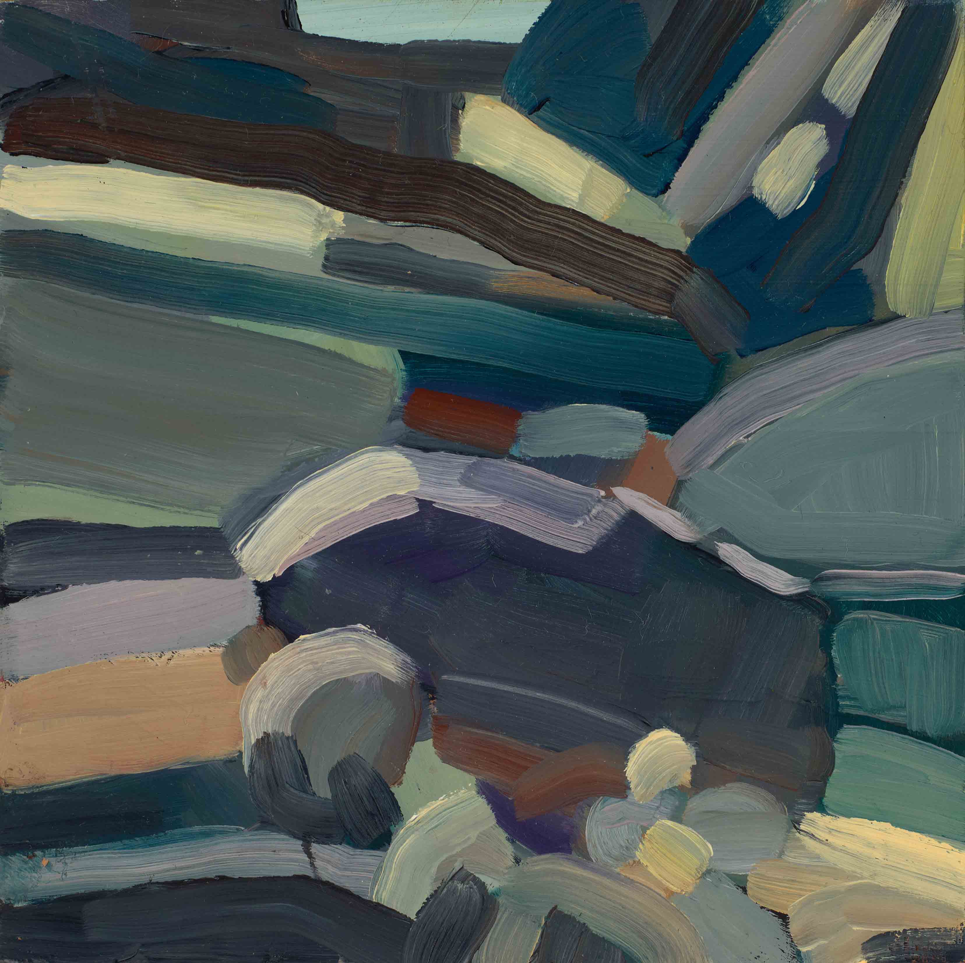 Rock Studies 6, 2025, oil on panel, 6 x 6 inches