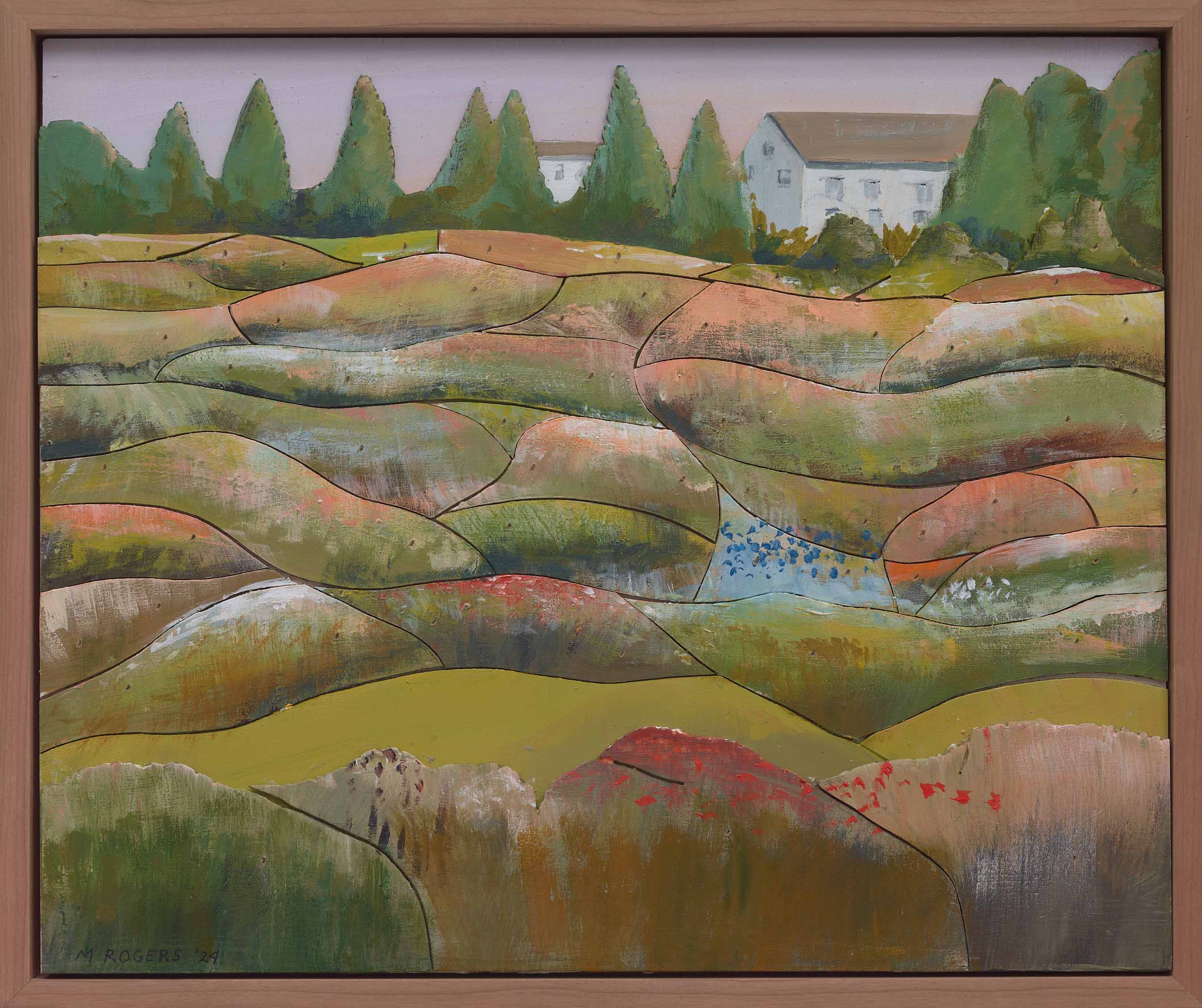 MAC ROGERS, Flowering Field, 2024, mixed media, 13.5 x 16 inches