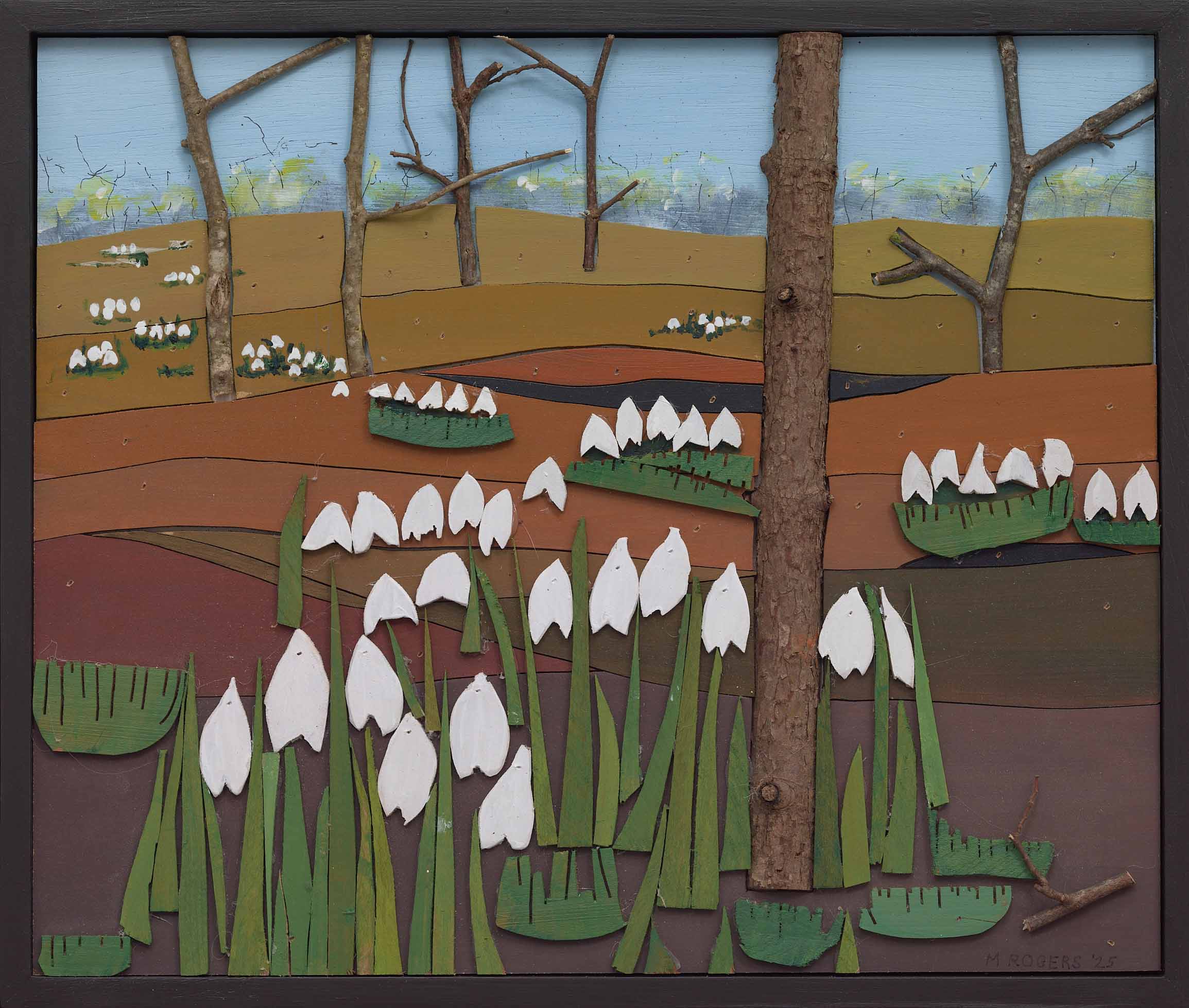 MAC ROGERS, Snow Drops, 2025, mixed media, 15.75 x 18.5 inches