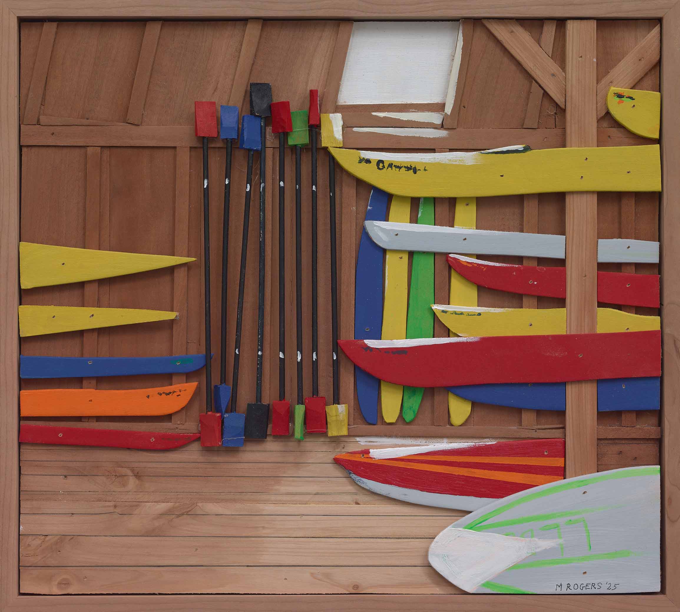 MAC ROGERS, Nonesuch Oar & Paddle 2, 2025, mixed media, 15 x 16.5 inches