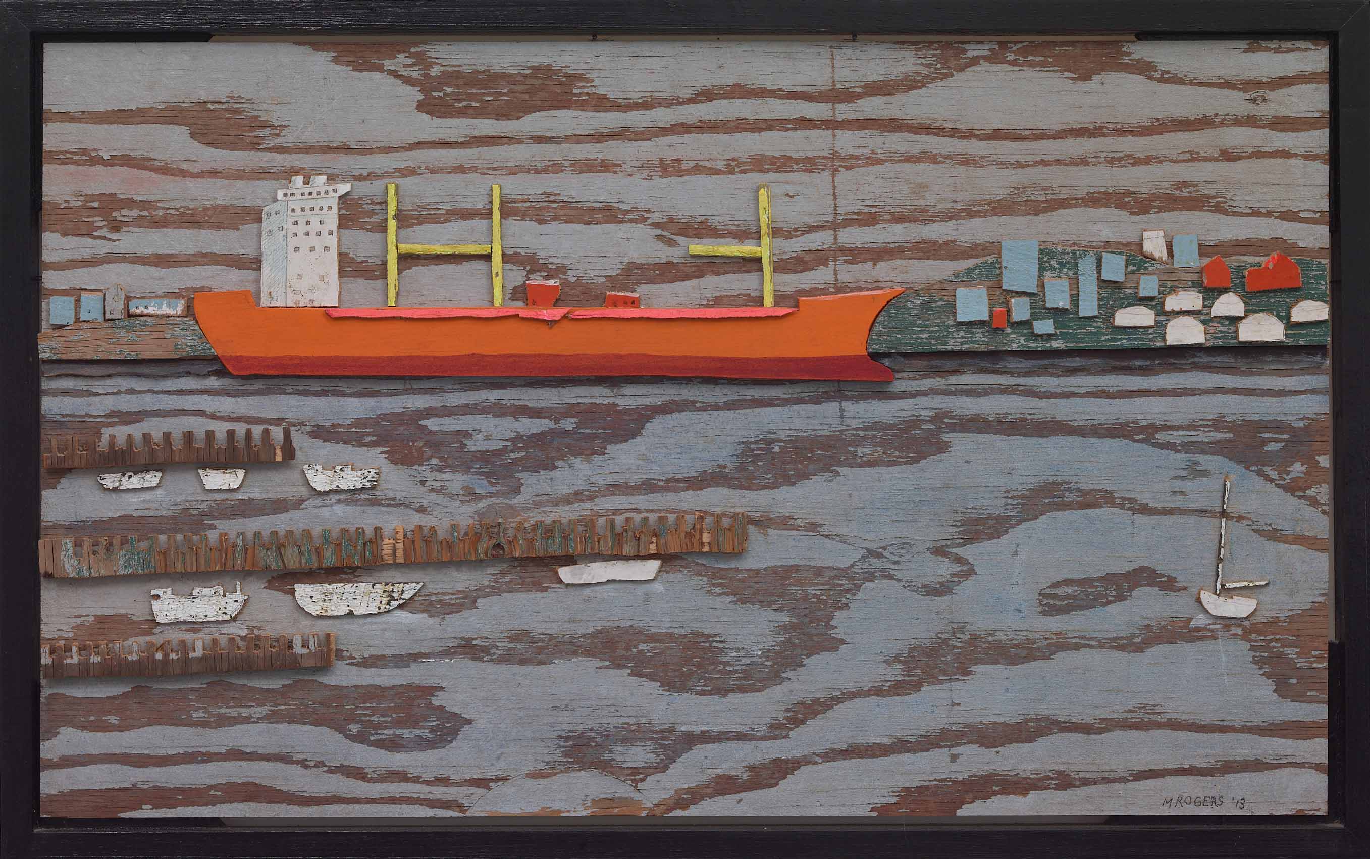 MAC ROGERS, Portland Harbor, 2013, mixed media, 18.25 x 29.25 inches