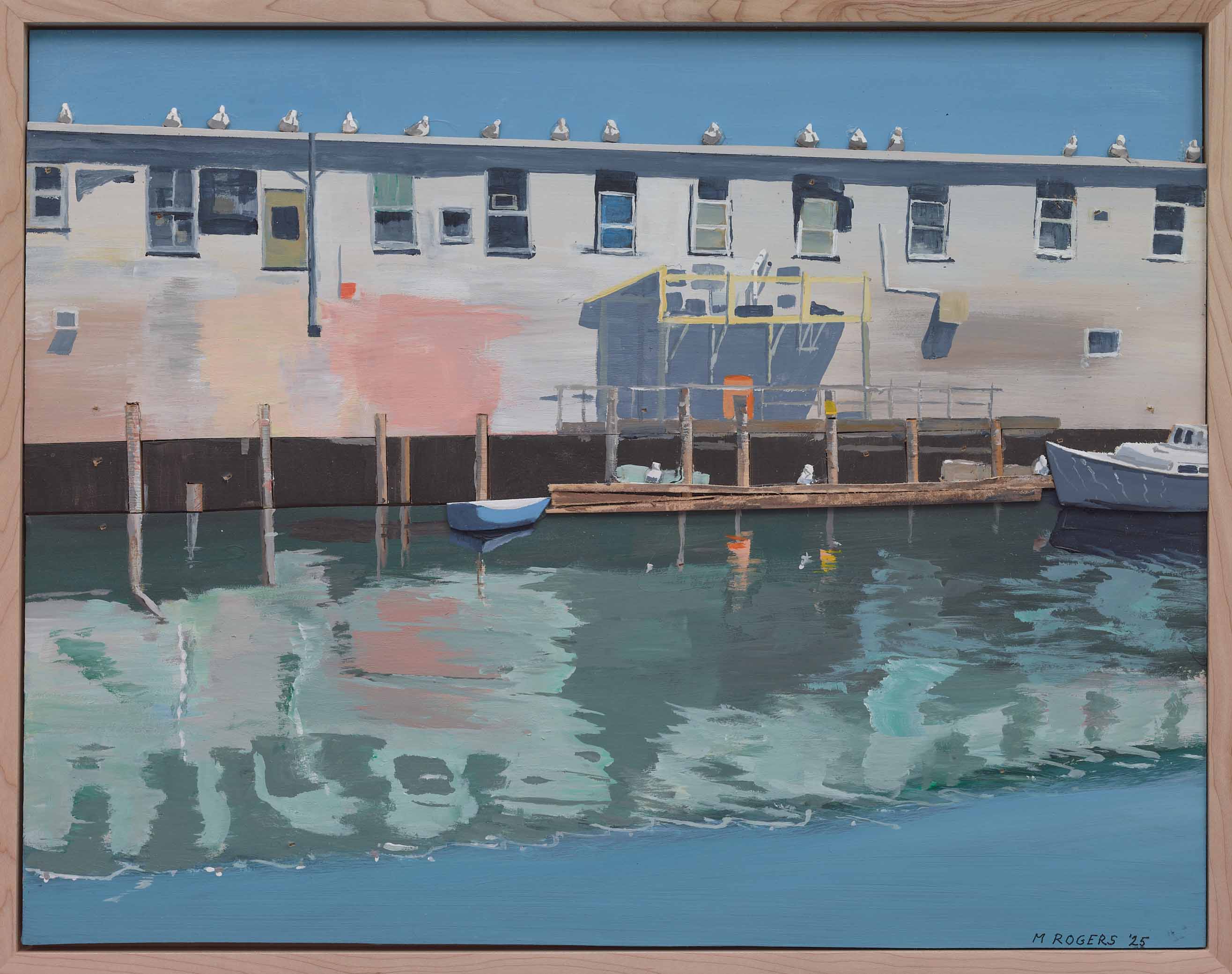 MAC ROGERS, Portland Pier, 2025, mixed media, 16.75 x 21.25 inches