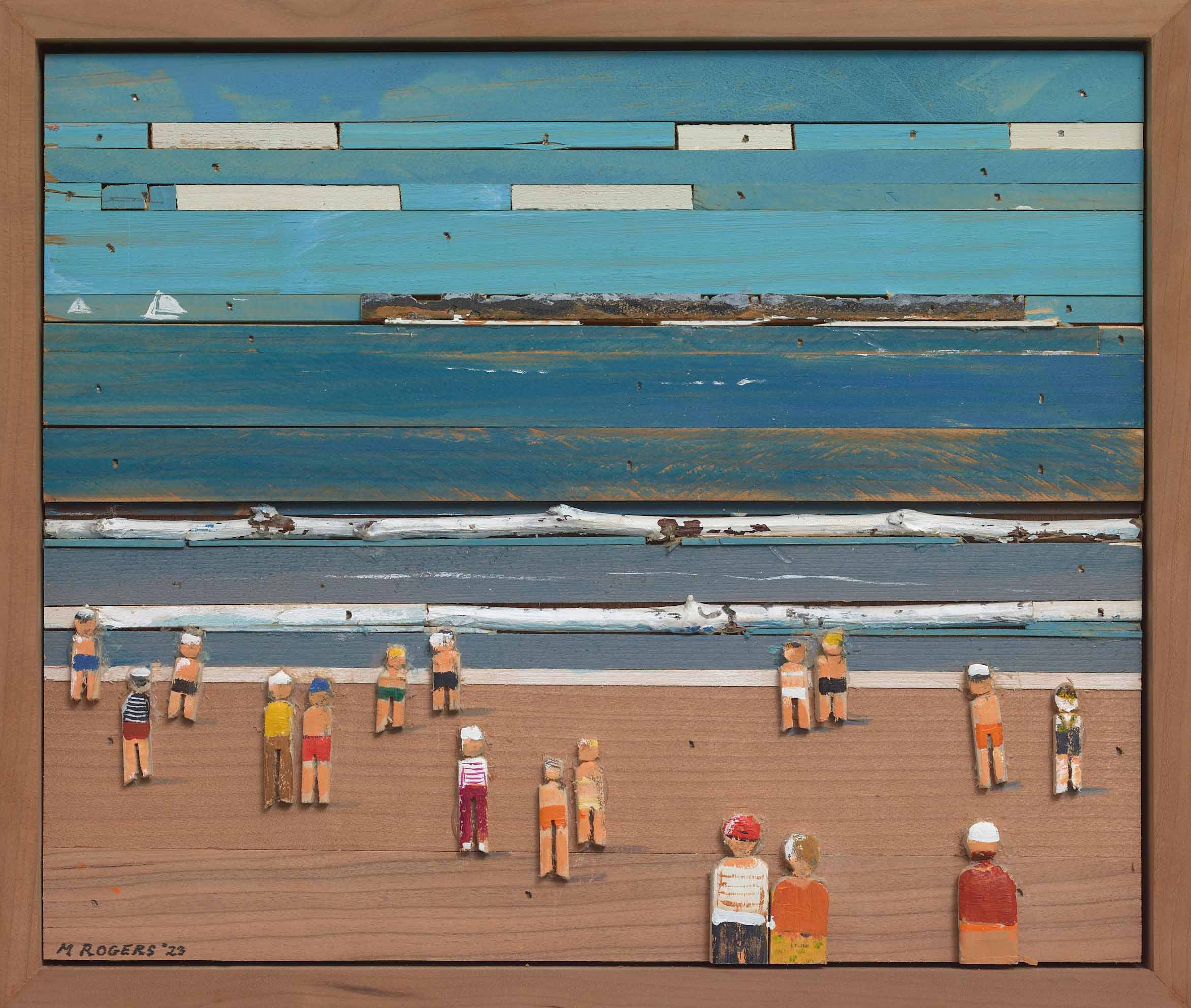 Beach Scene, 2023, mixed media, 10.75 x 12.75 inches