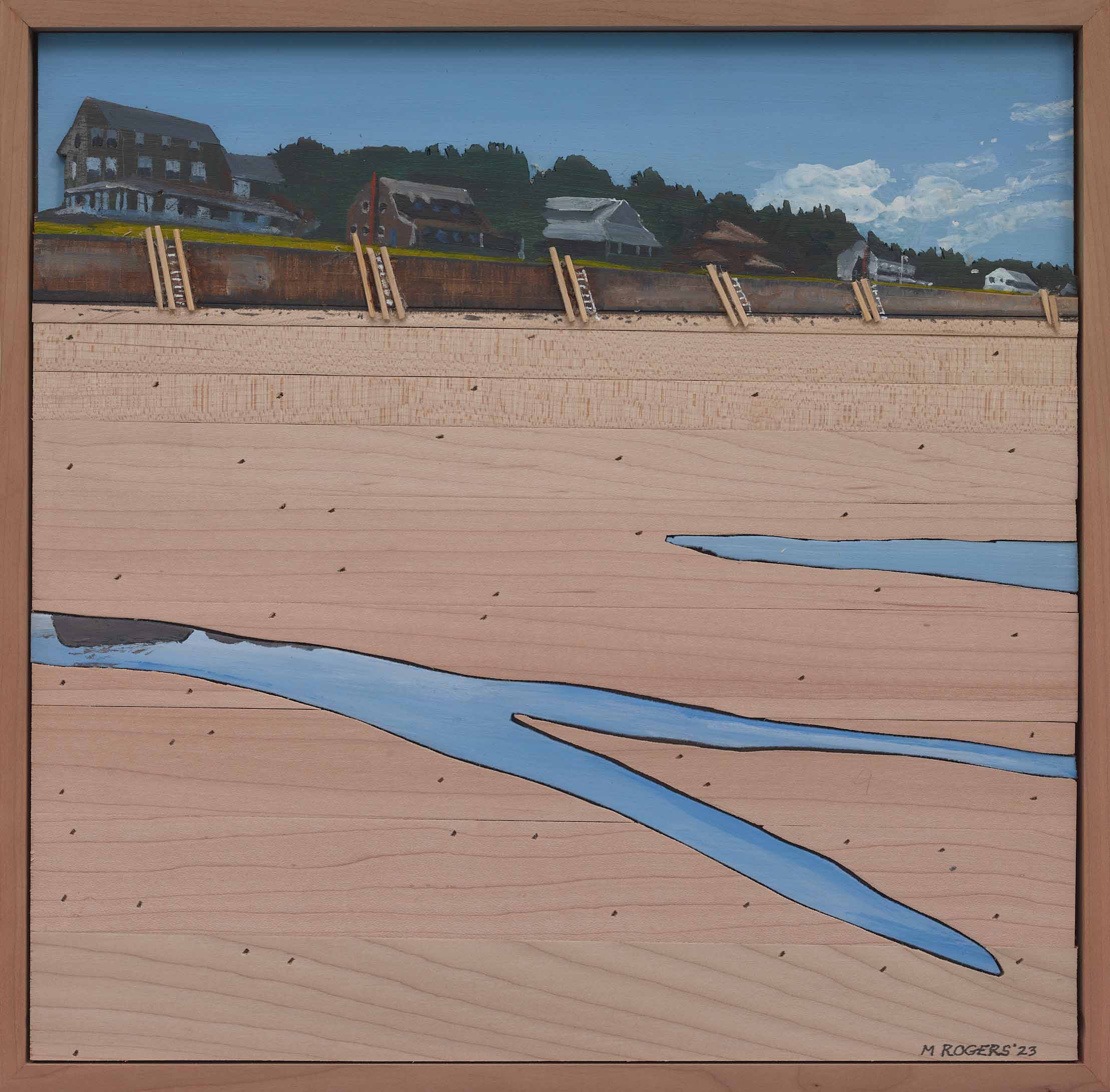 Beach Stairs, 2023, mixed media, 14.25 x 14.5 inches