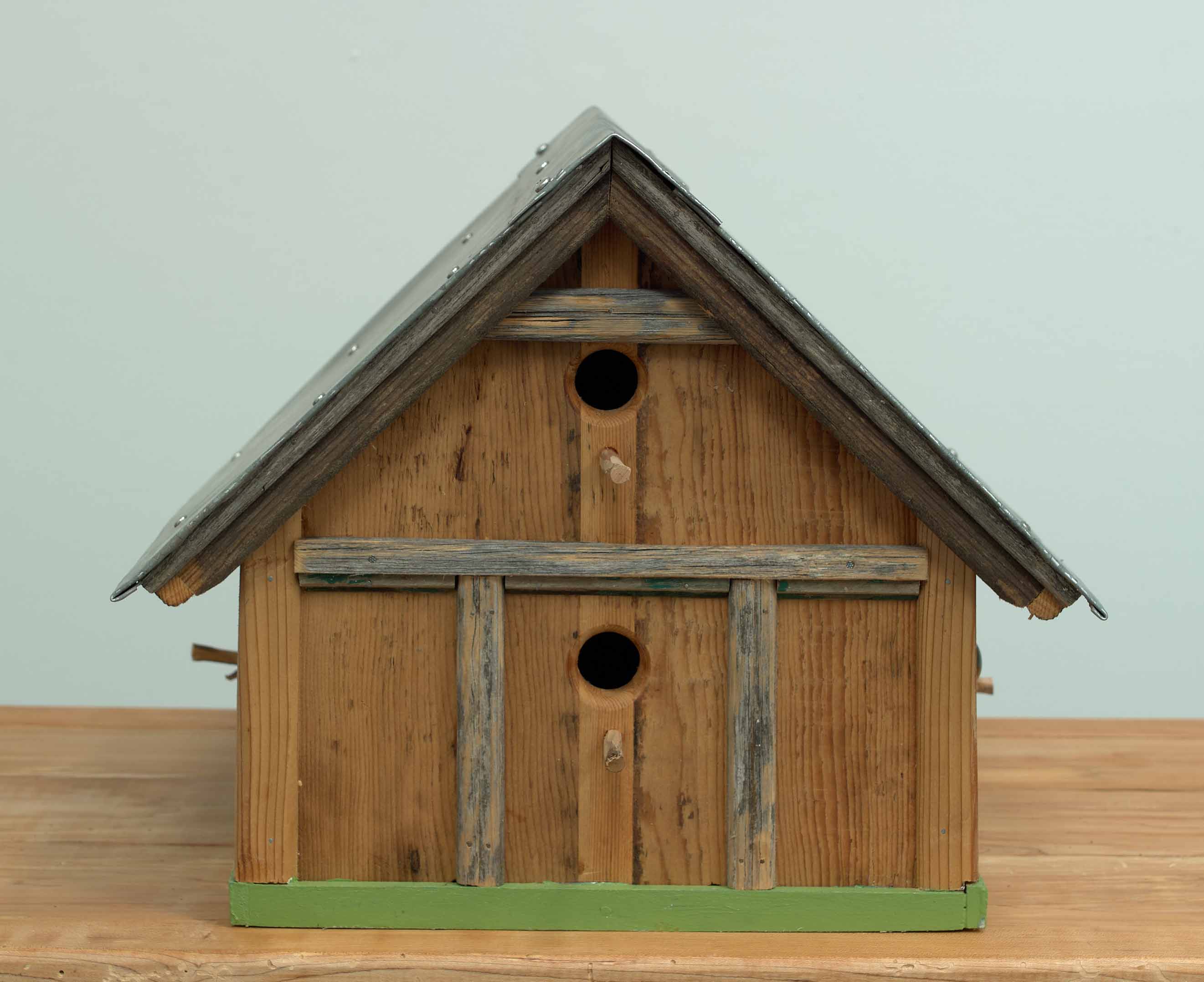 Home Sweet Home, 2024, wood, sheet metal and ceramic beach art, 12.75 x 15.5 x 21.25 inches