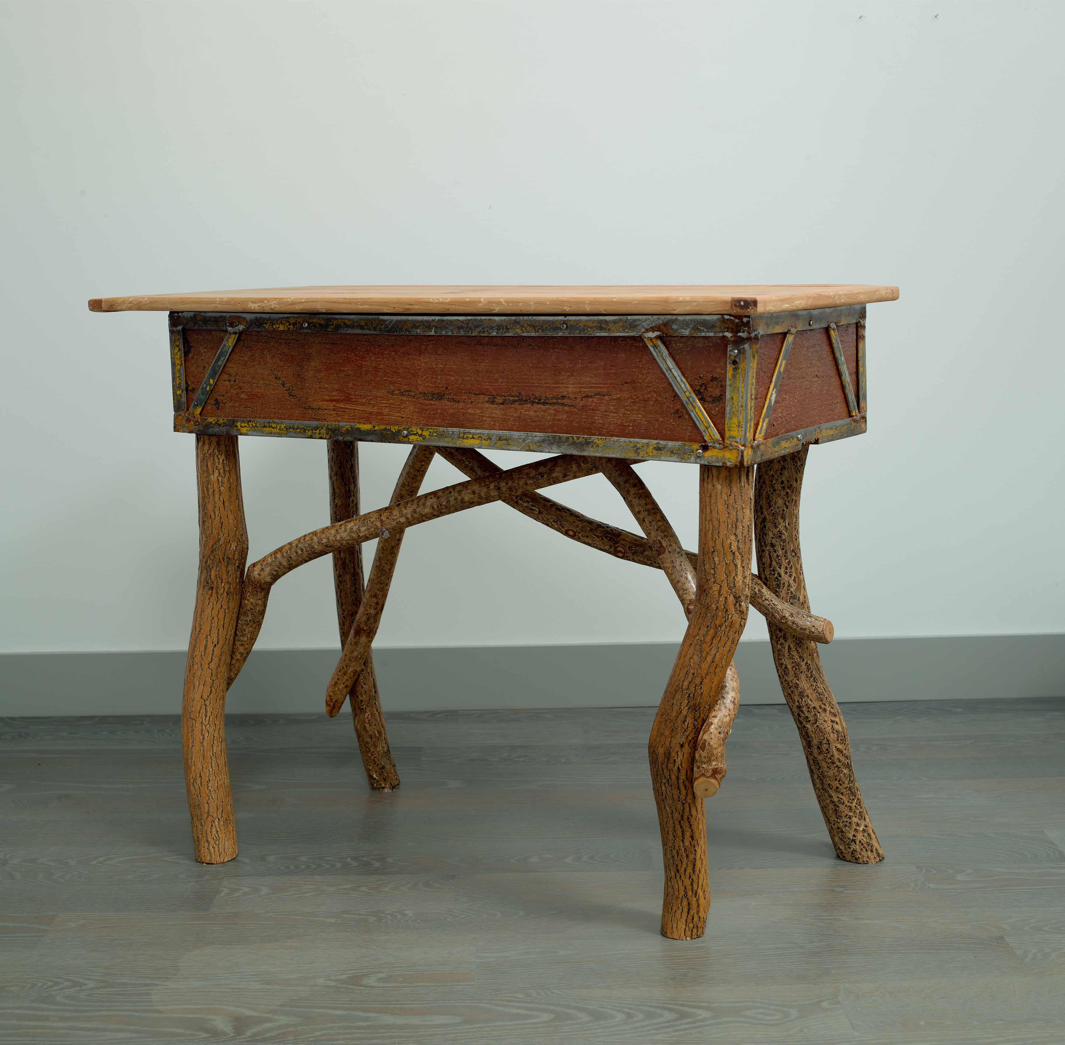 JOHN ATTWOOD  Bittersweet Table  2025, spalted maple and bittersweet, 32.5 x 42.5 x 18,5 inches