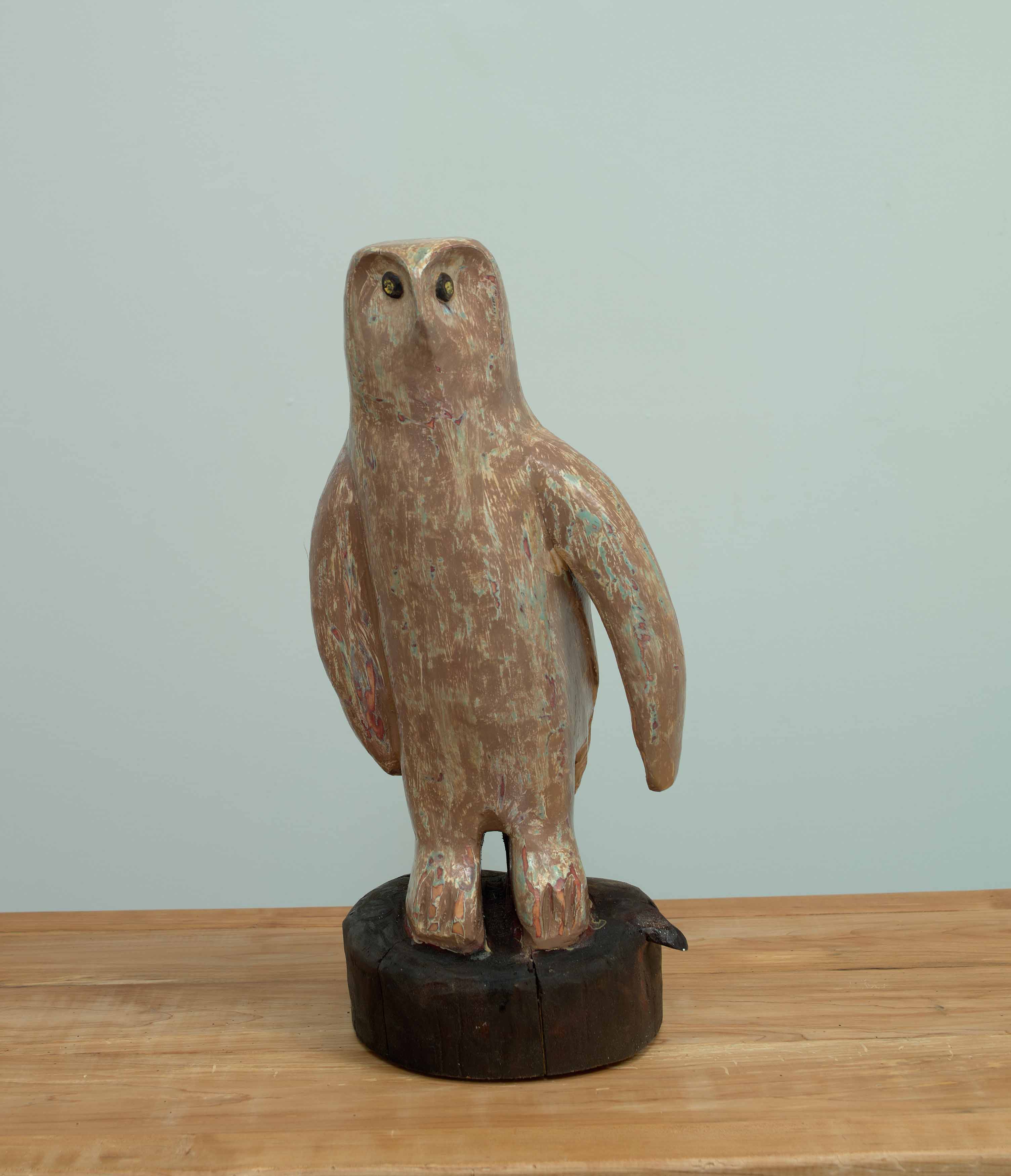 JOHN ATTWOOD  Hawkeye  2025, pine and oil paint, 19.5 x 9 x 9 inches