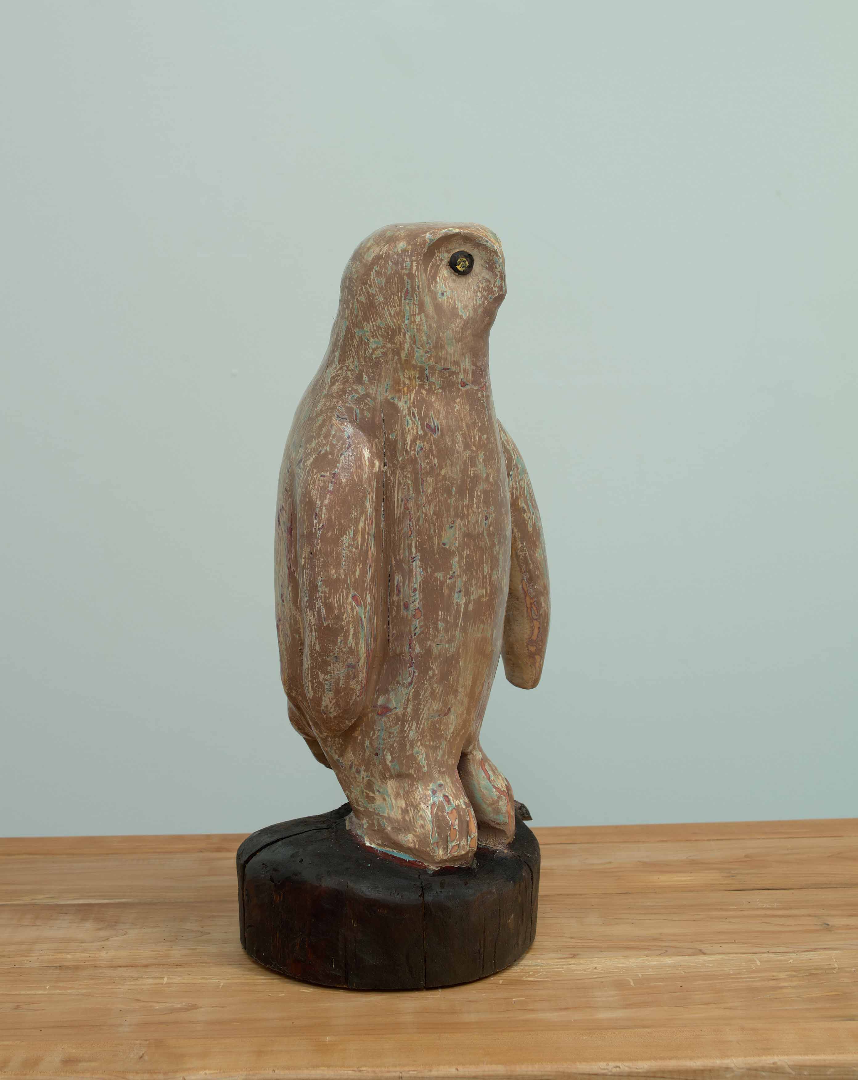 JOHN ATTWOOD, Hawkeye, 2025, pine and oil paint, 19.5 x 9 x 9 inches