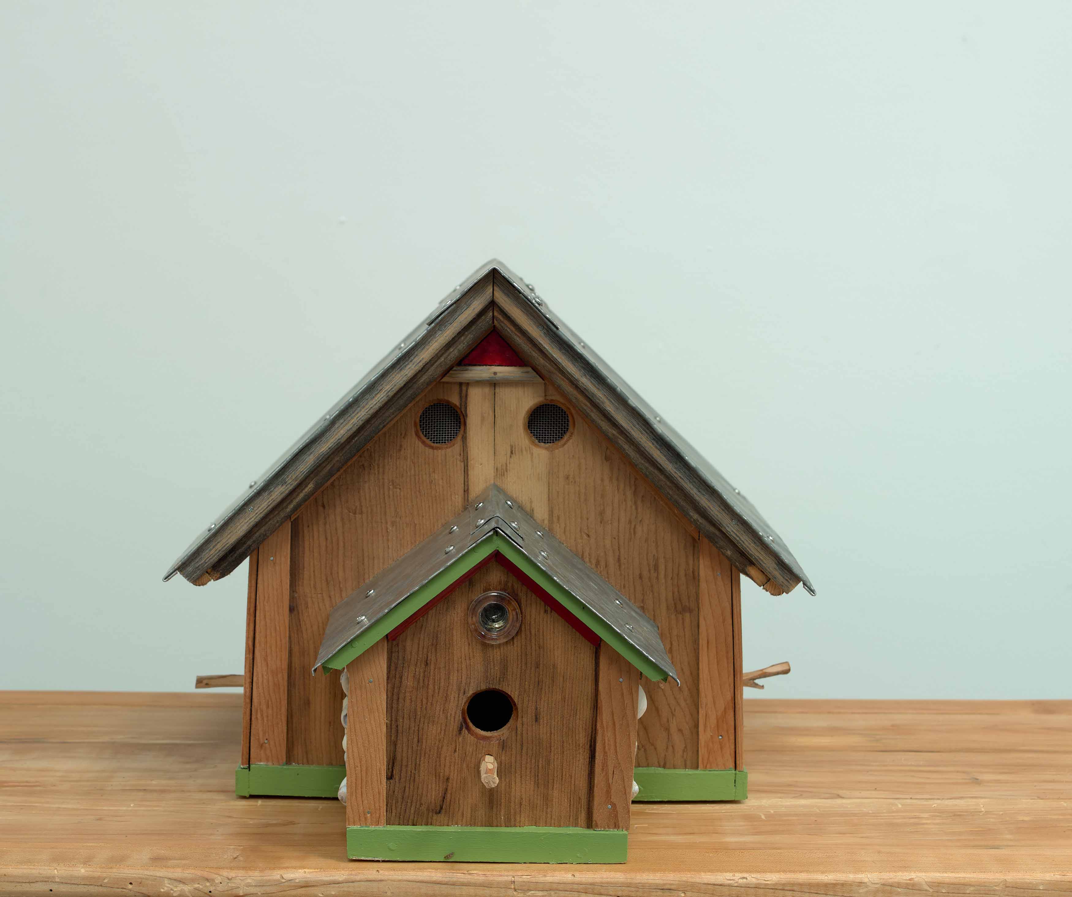JOHN ATTWOOD  Home Sweet Home  2024, wood, sheet metal and ceramic beach art, 12.75 x 15.5 x 21.25 inches