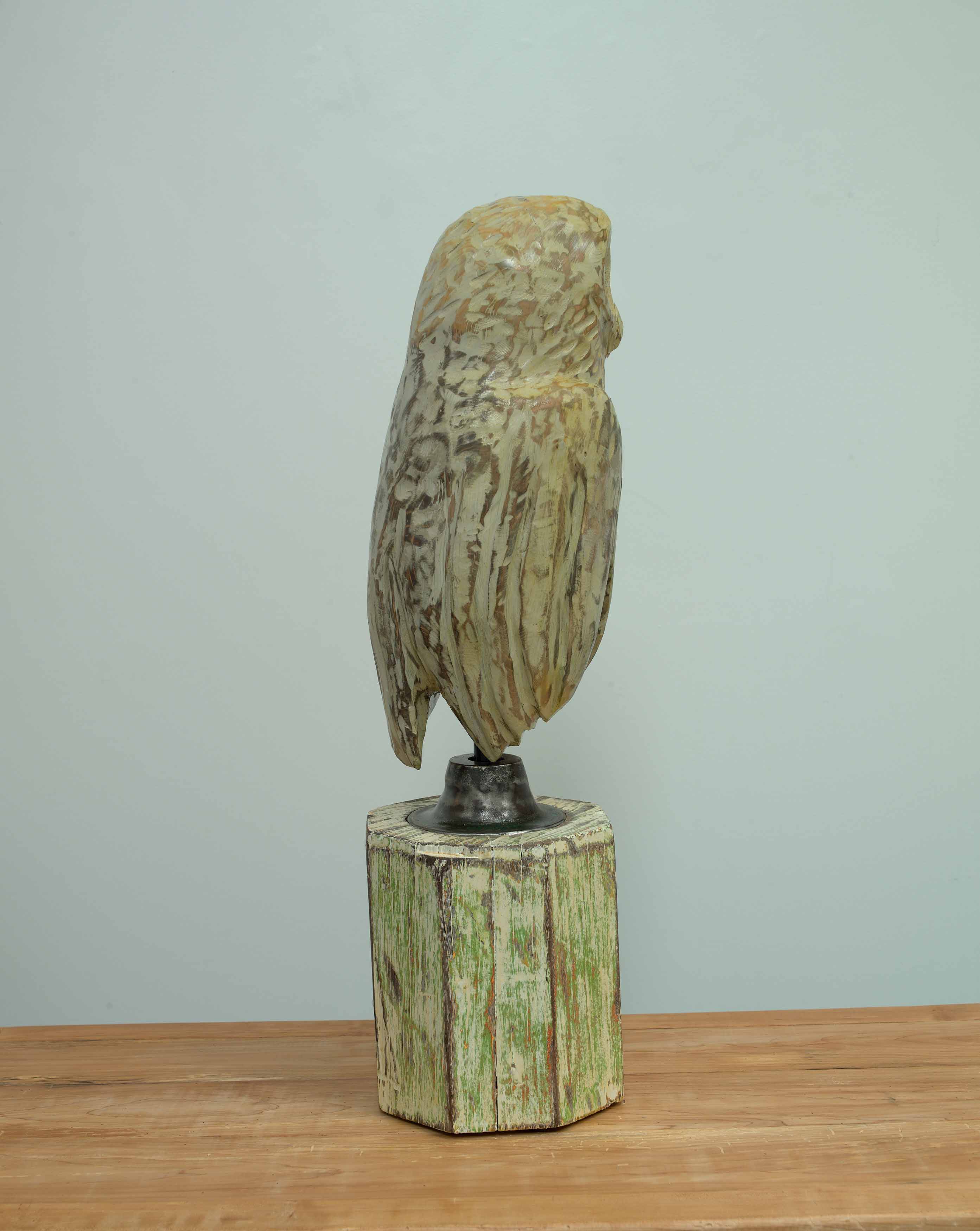 JOHN ATTWOOD, Larry, 2025, hemlock, metal, oil paint and architectural column, 28.25 x 8 x 9 inches