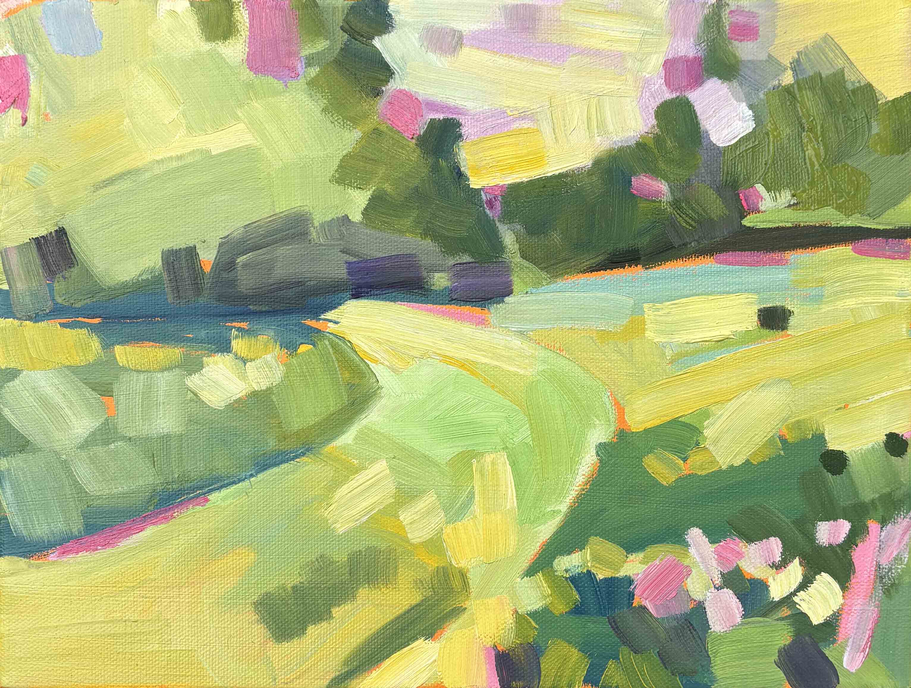 Cushing Meadow in June, 2025, oil on canvas, 9 x 12 inches
