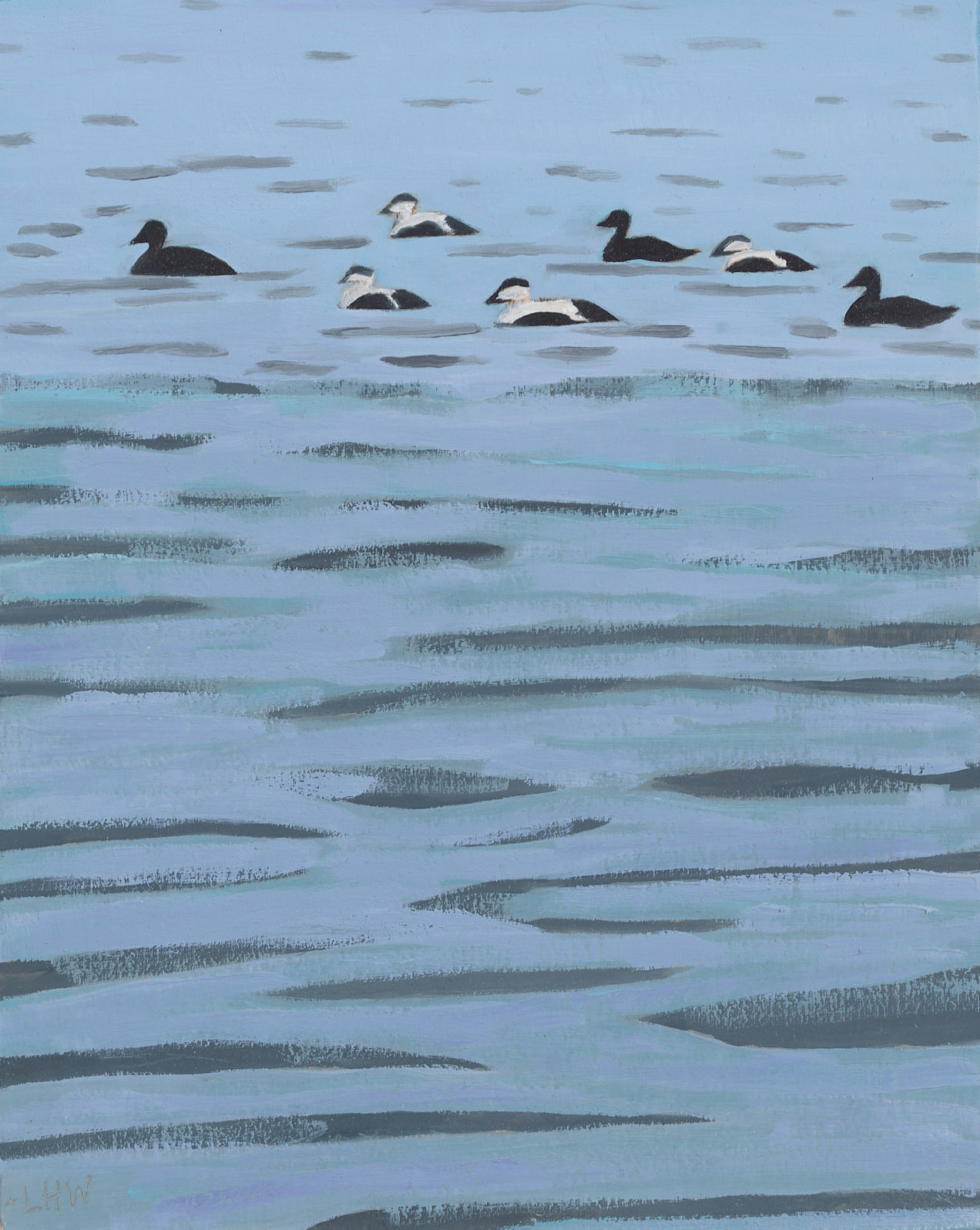 Eider Ducks, 2026, oil on panel, 10 x 8 inches