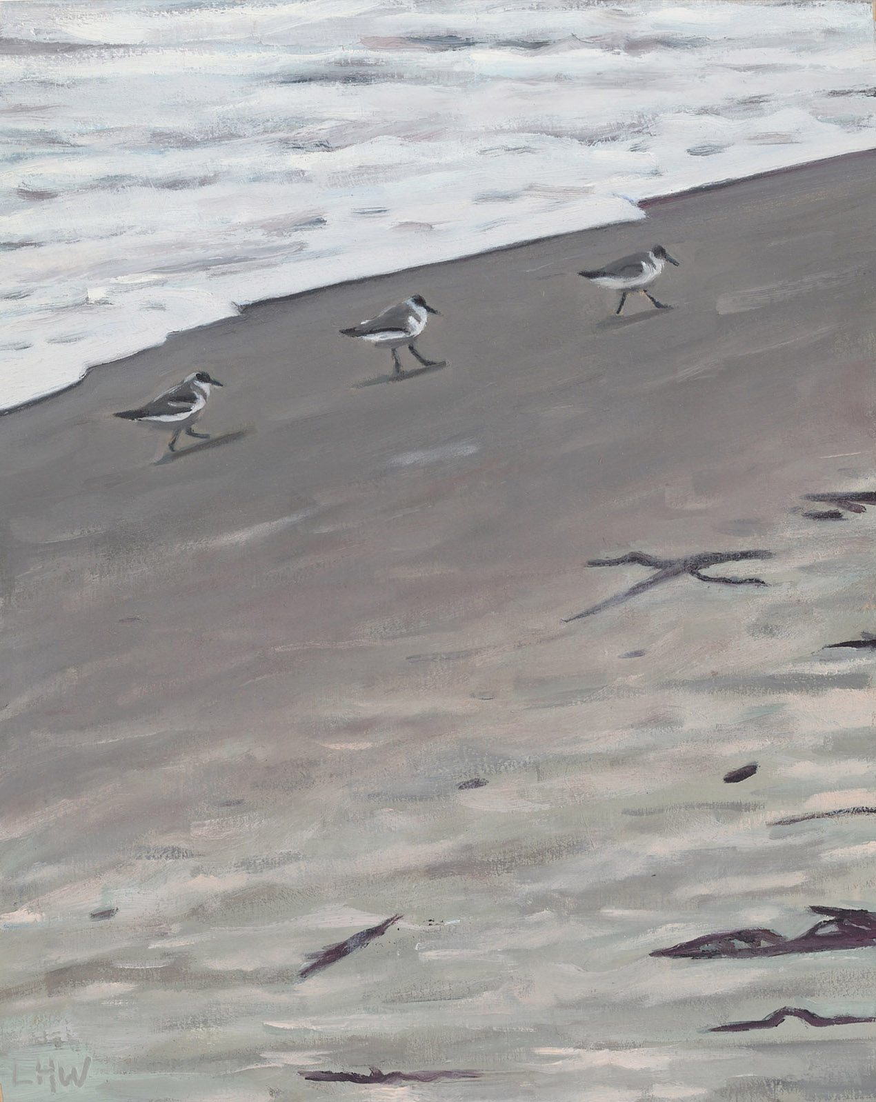 Sanderlings, 2026, oil on panel, 10 x 8 inches