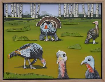 Turkeys, 2023, mixed media, 11 x 14.25 inches