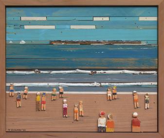 Beach Scene, 2023, mixed media, 10.75 x 12.75 inches
