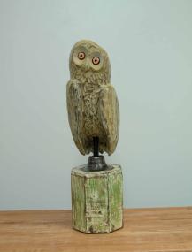 Larry  2025, hemlock, metal, oil paint and architectural column, 28.25 x 8 x 9 inches