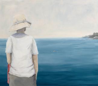 Watching, 2026, oil on canvas, 335 x 40 inches